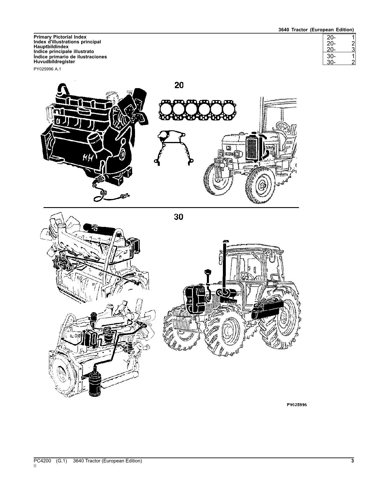 JOHN DEERE 3640 TRACTOR PARTS CATALOG MANUAL