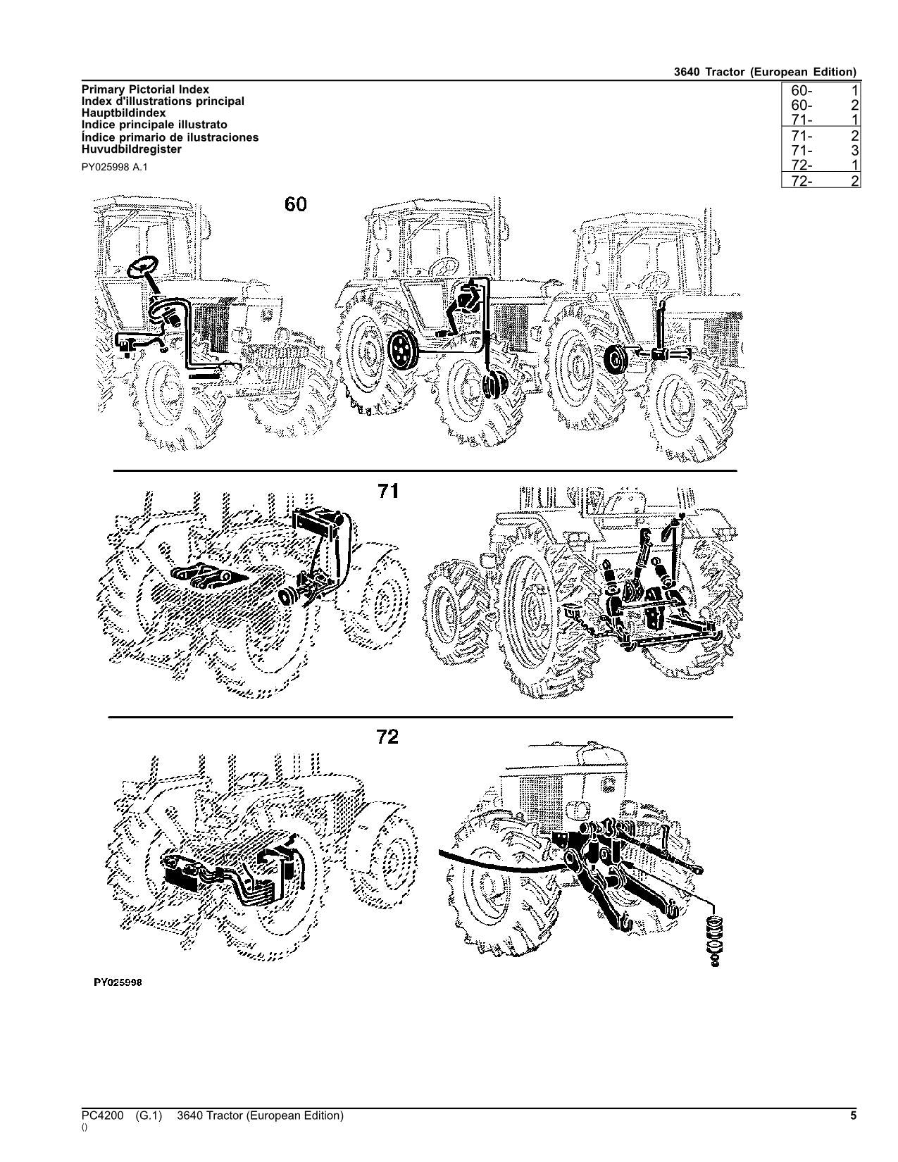 JOHN DEERE 3640 TRACTOR PARTS CATALOG MANUAL