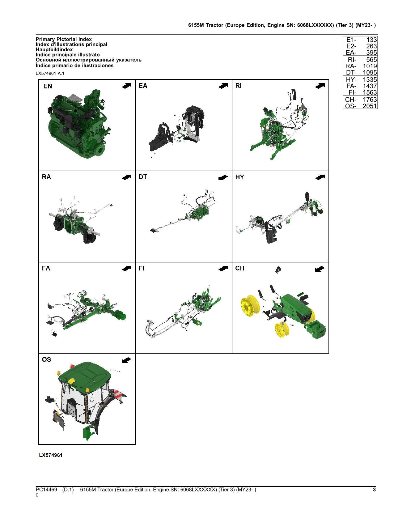 JOHN DEERE 6155M TRACTOR PARTS CATALOG MANUAL MY23- EUROPE EDITION