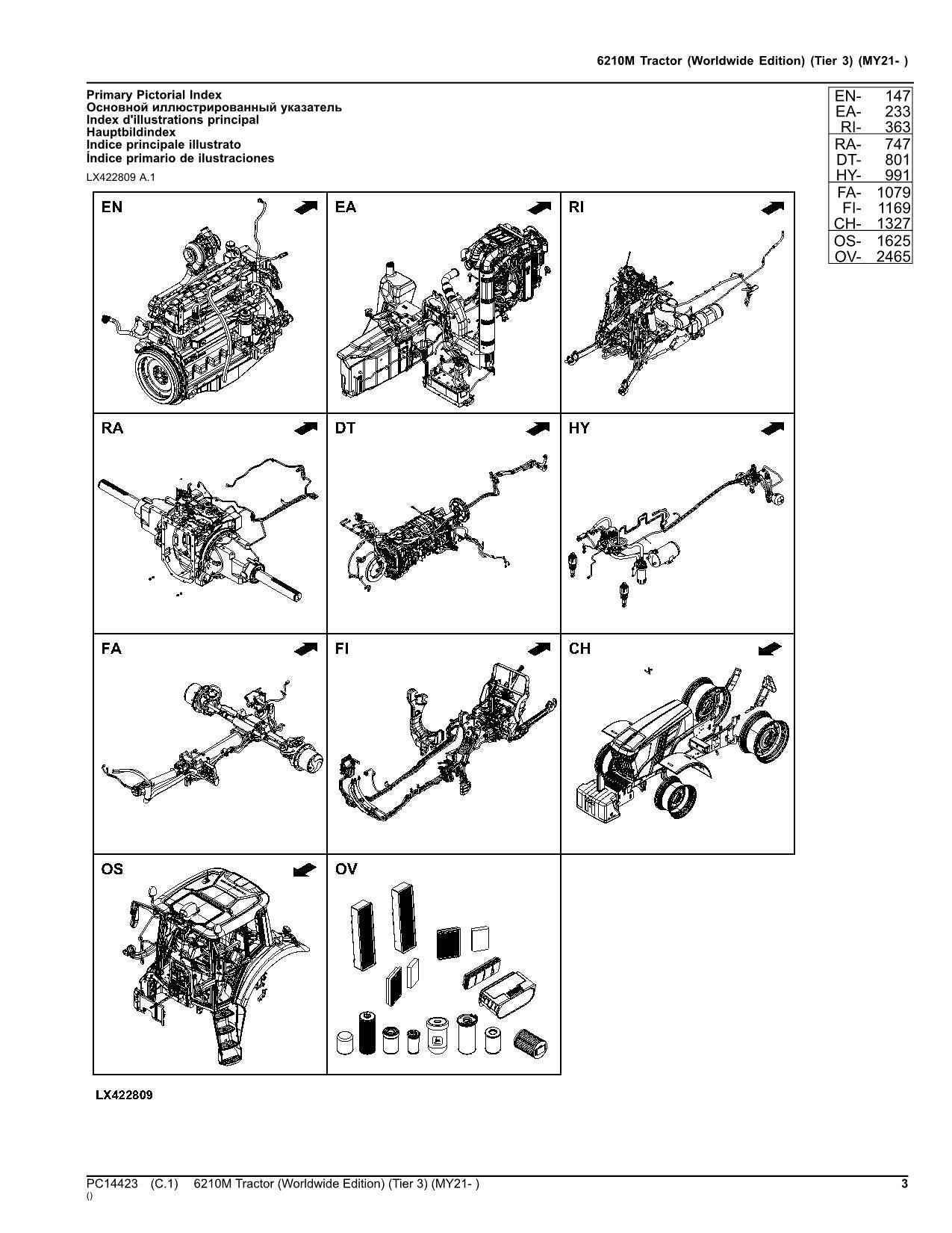 JOHN DEERE 6210M TRACTOR PARTS CATALOG MANUAL MY21- WORLDWIDE EDITION