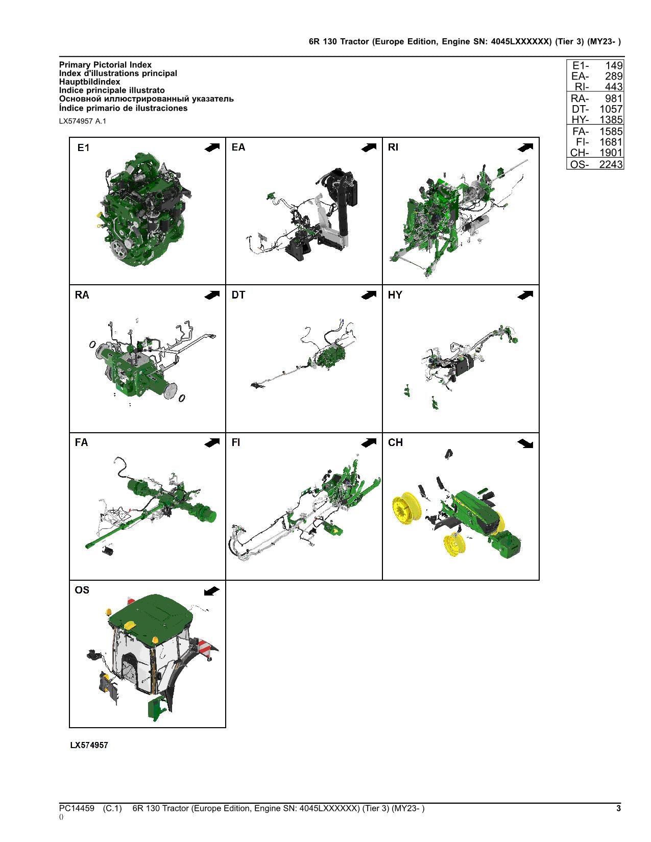 JOHN DEERE 6R 130 TRACTOR PARTS CATALOG MANUAL MY23- EUROPE EDITION