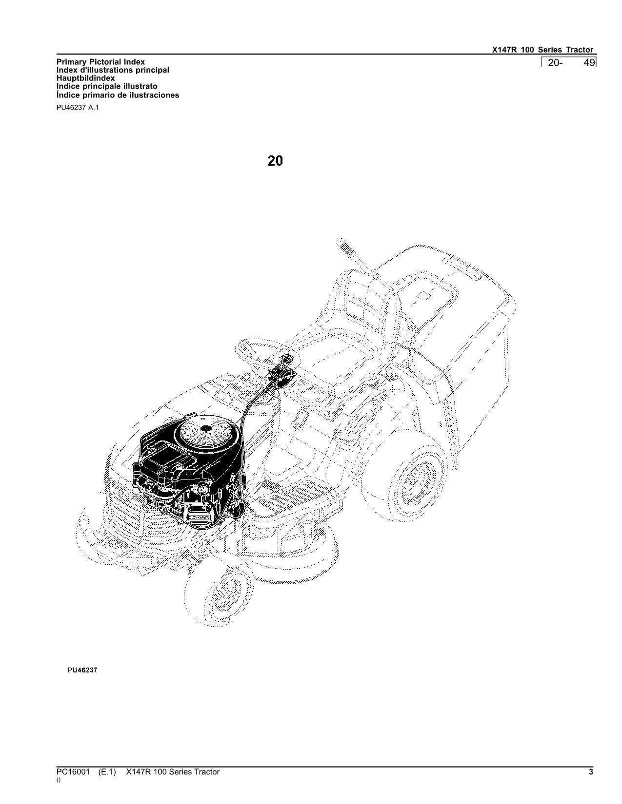 JOHN DEERE X147R TRACTOR PARTS CATALOG MANUAL