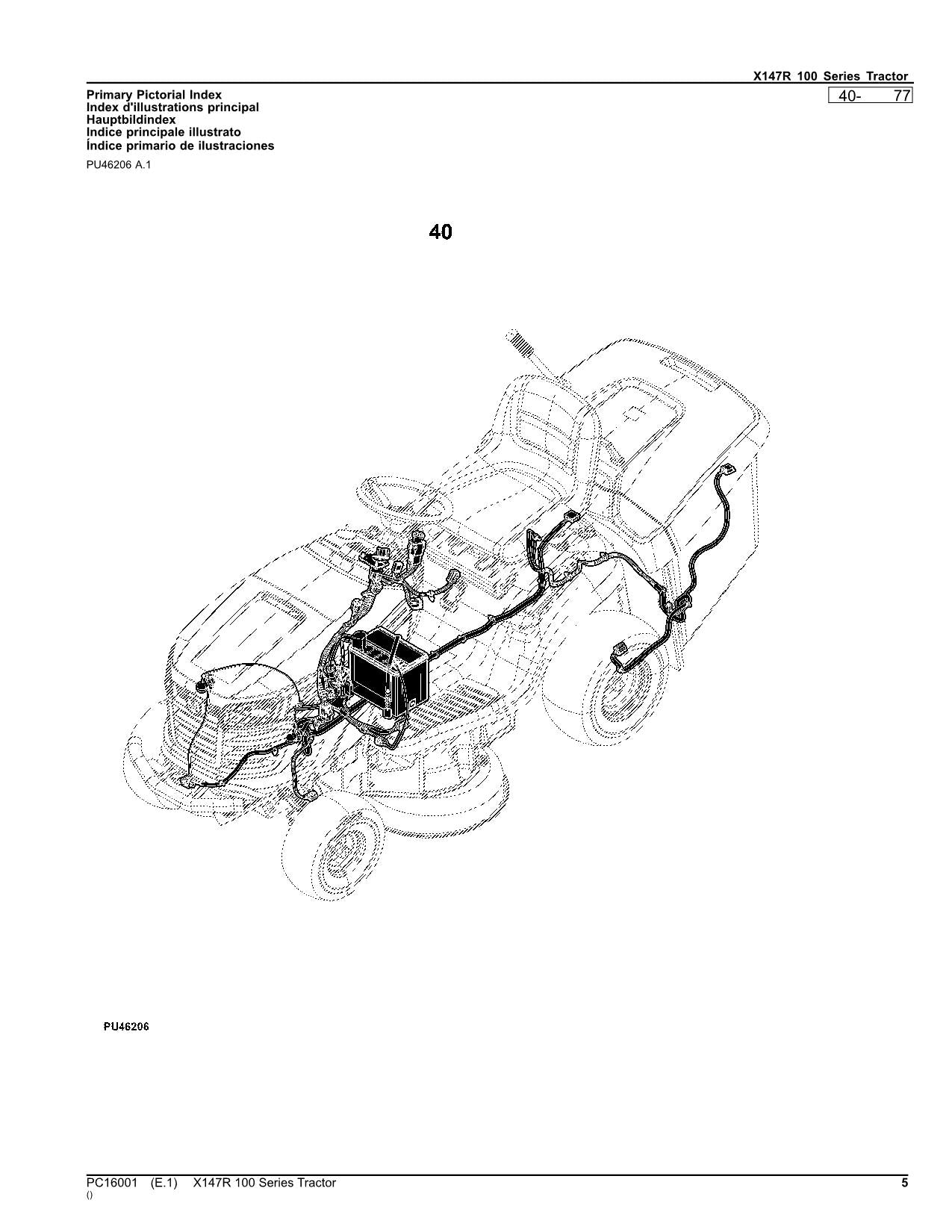 JOHN DEERE X147R TRACTOR PARTS CATALOG MANUAL