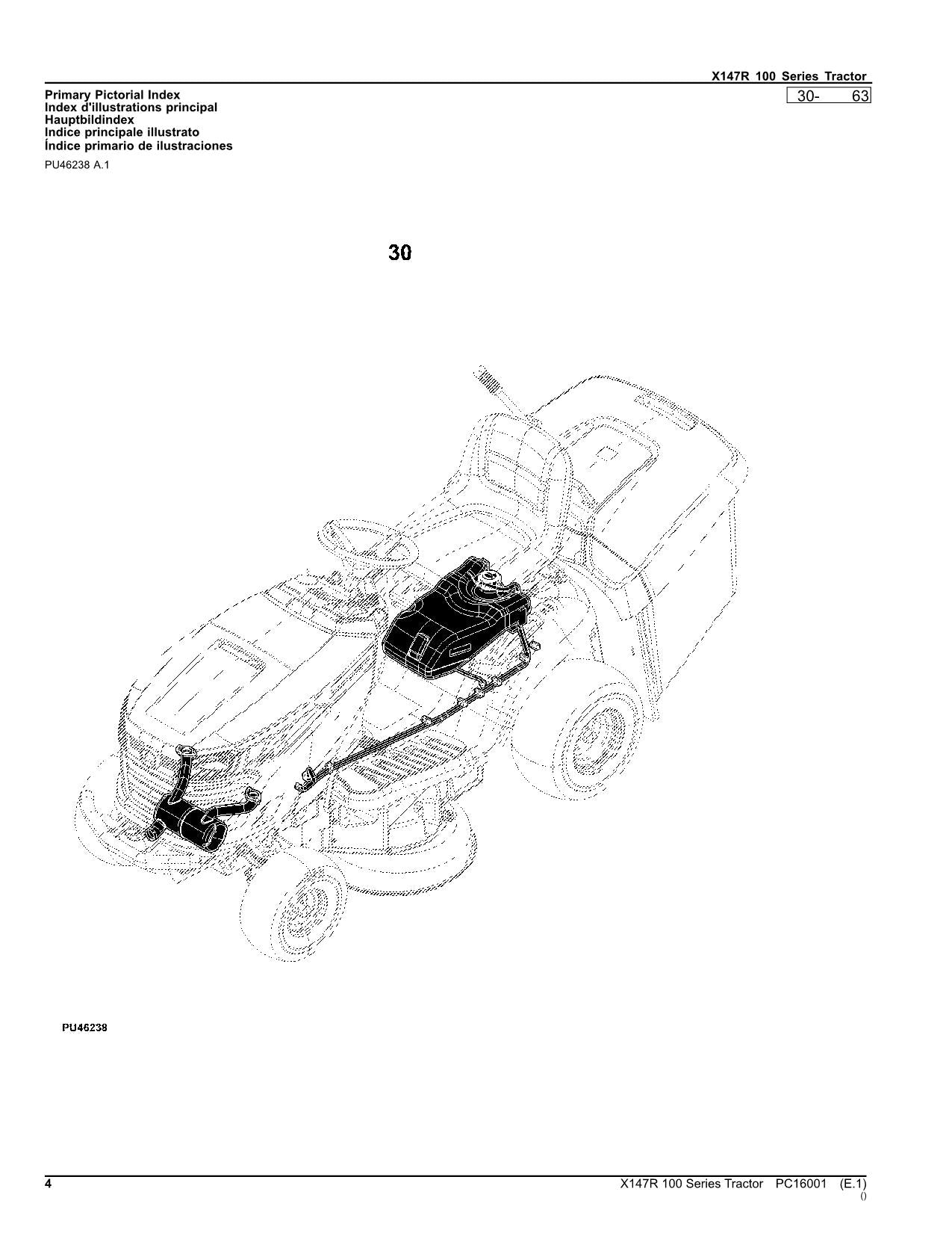 JOHN DEERE X147R TRACTOR PARTS CATALOG MANUAL