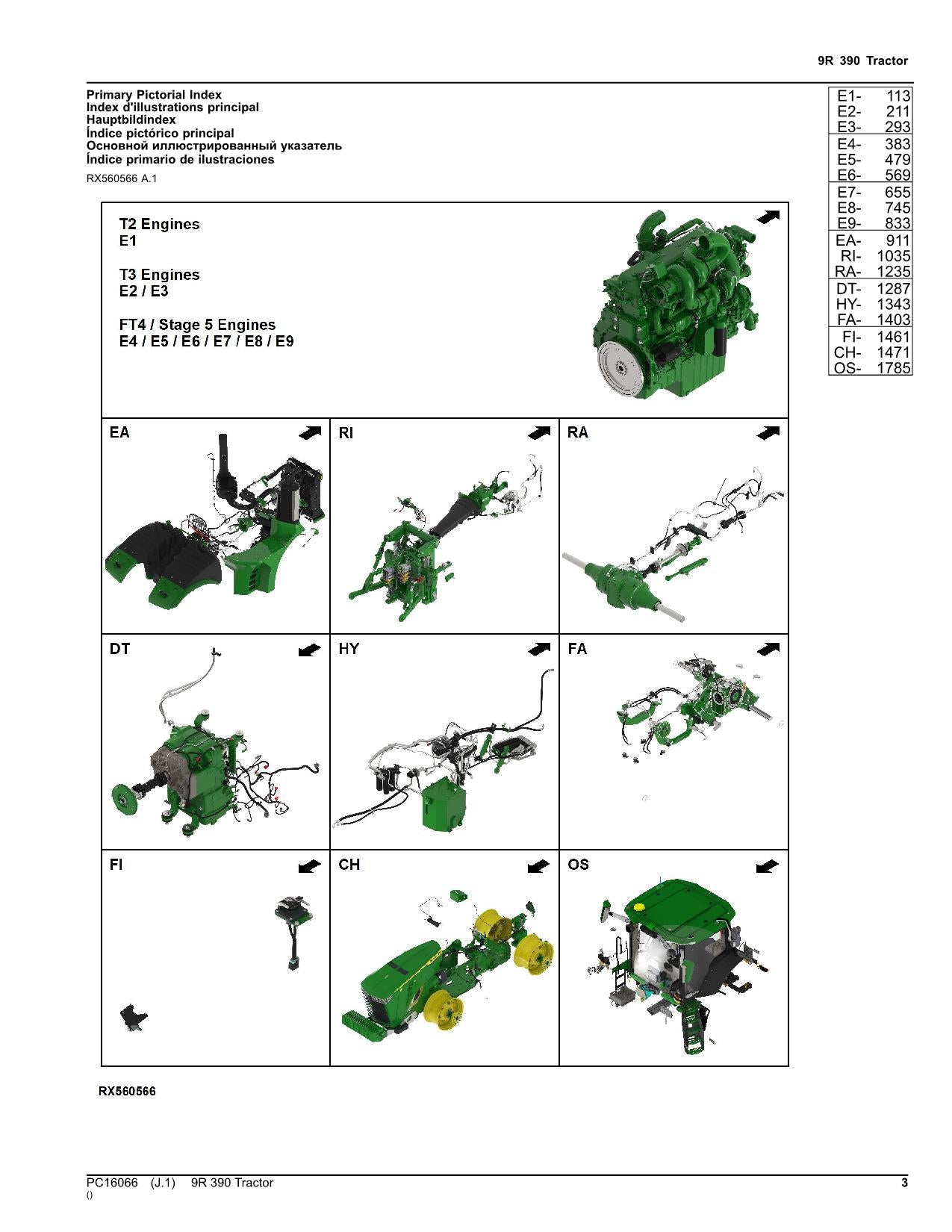 JOHN DEERE 9R 390 TRACTOR PARTS CATALOG MANUAL