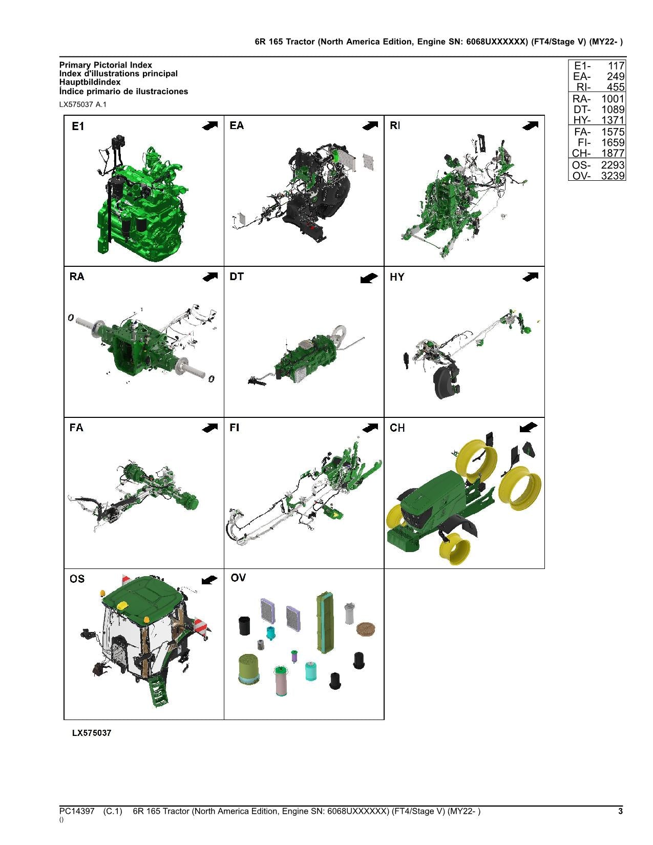 JOHN DEERE 6R 165 TRACTOR PARTS CATALOG MANUAL MY22- NORTH AMERICA EDITION