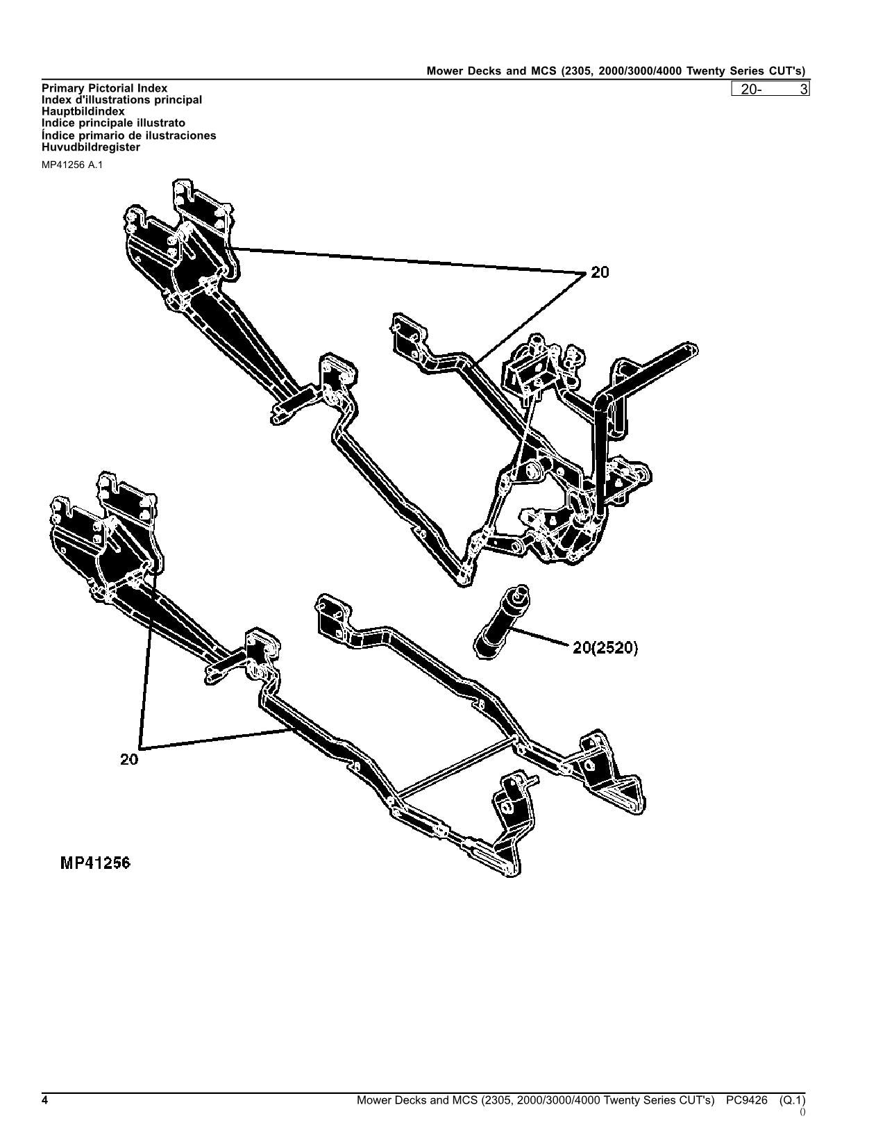 JOHN DEERE 2305 2000 3000 4000 MÄHWERK MCS CUTS ERSATZTEILKATALOG HANDBUCH