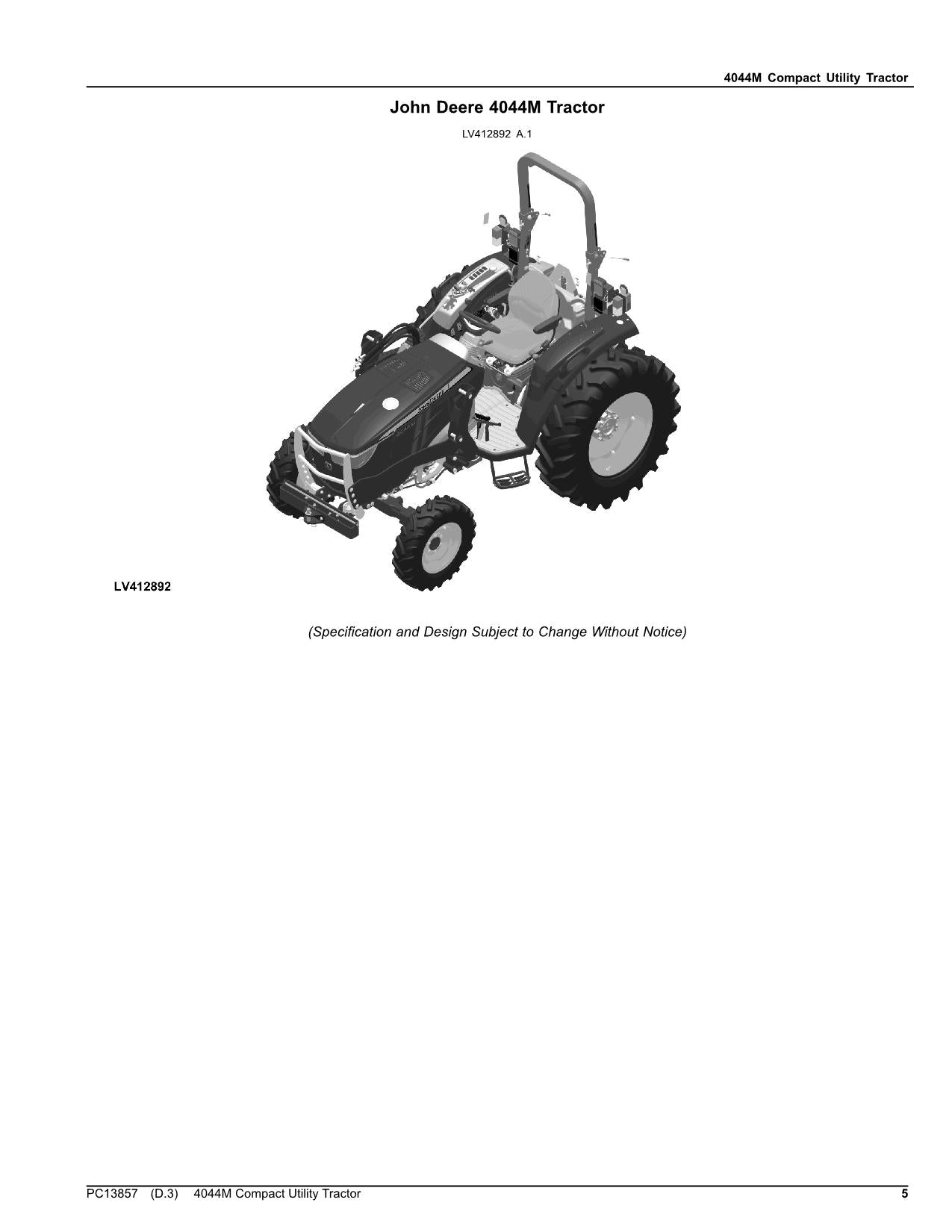 JOHN DEERE 4044M TRACTOR PARTS CATALOG MANUAL #3