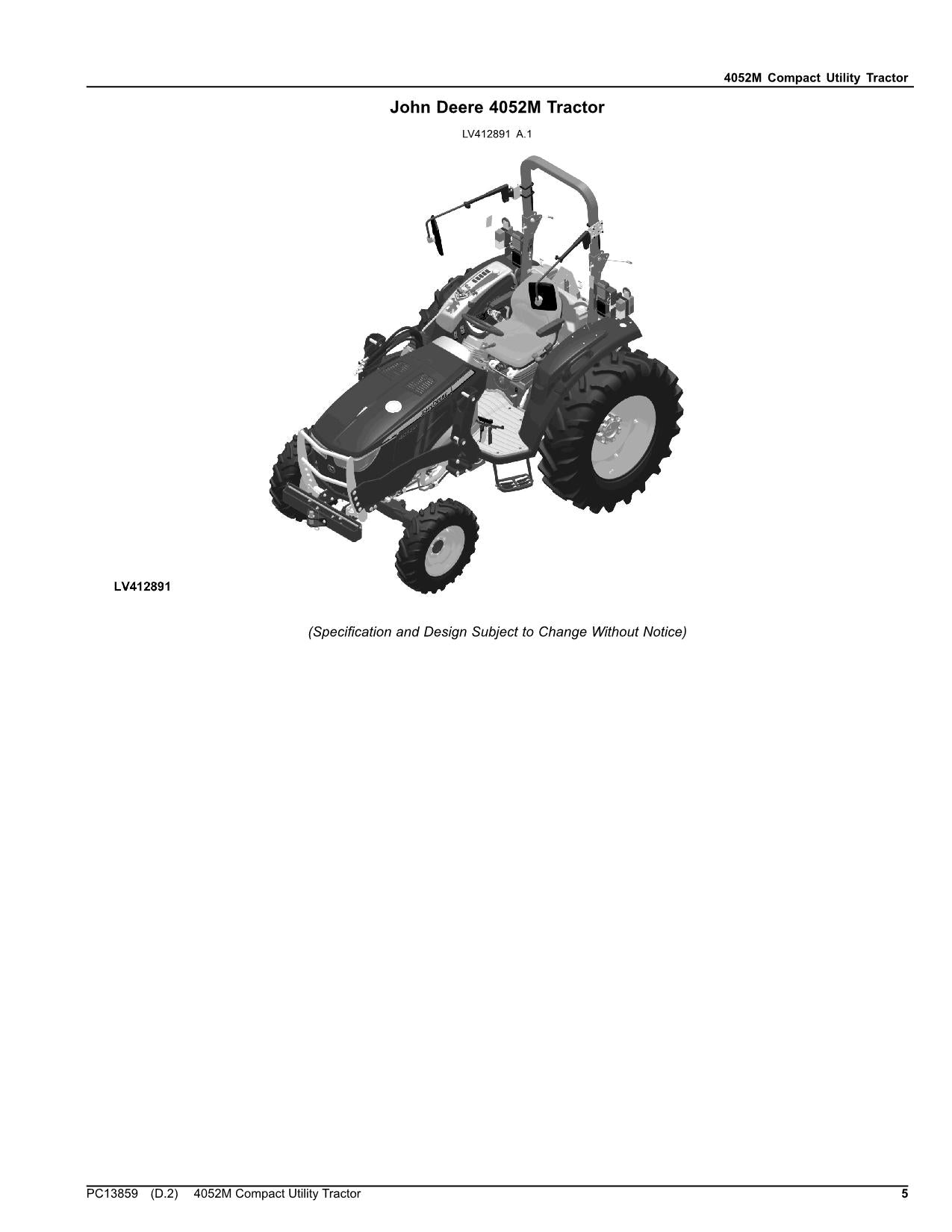 JOHN DEERE 4052M TRACTOR PARTS CATALOG MANUAL #4