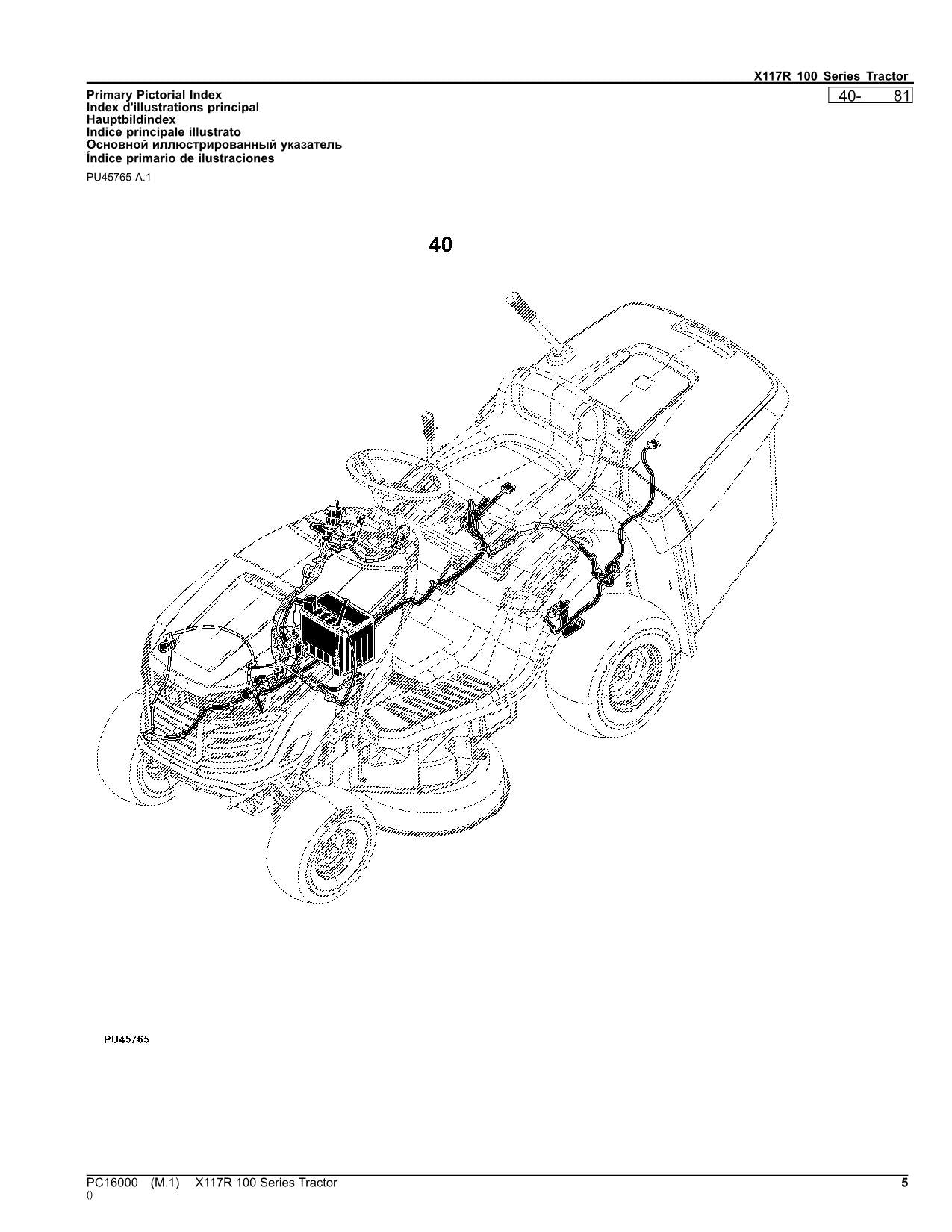 MANUEL DU CATALOGUE DES PIÈCES DU TRACTEUR JOHN DEERE X117R