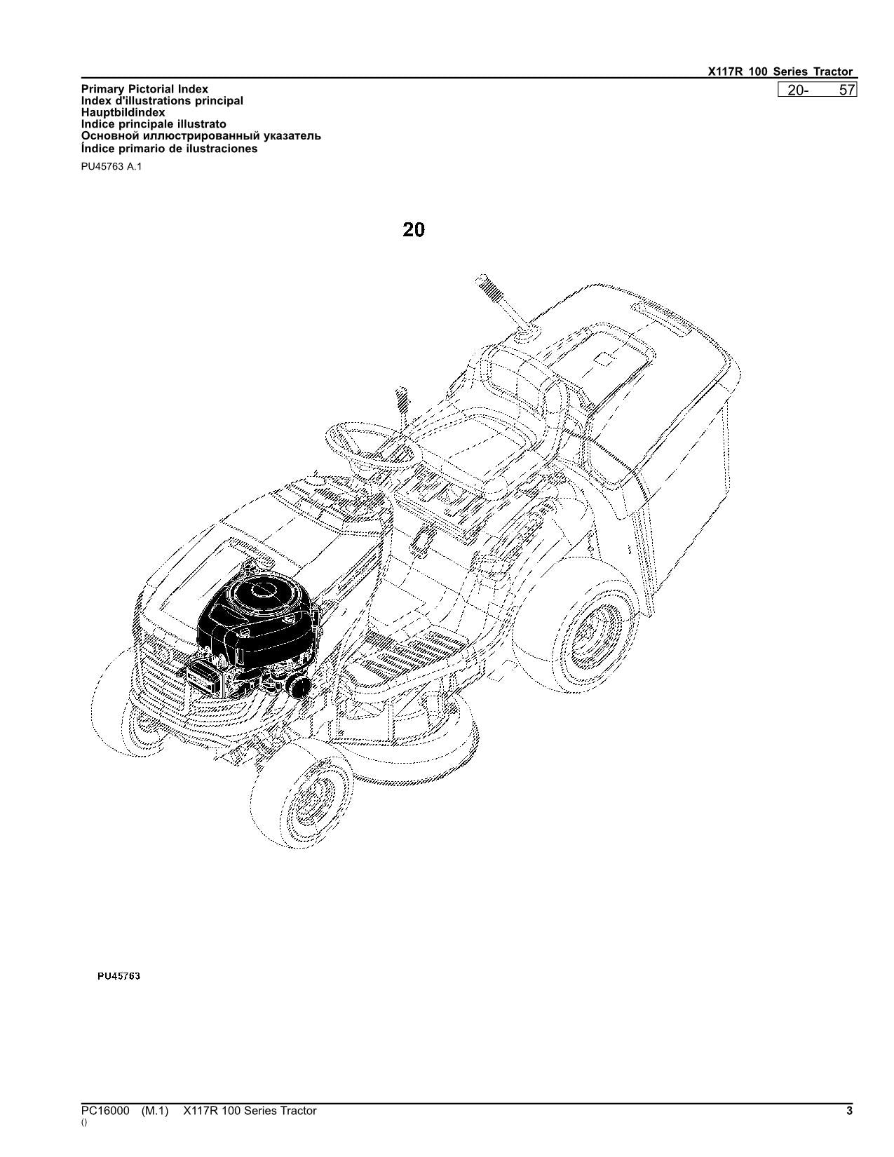 JOHN DEERE X117R TRAKTOR ERSATZTEILKATALOGHANDBUCH