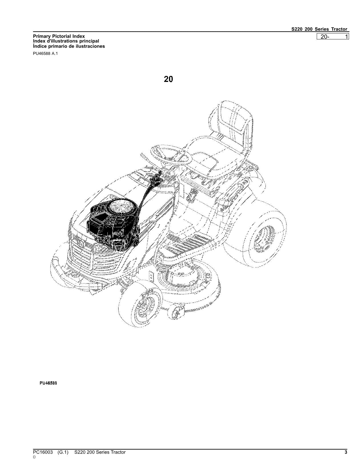 JOHN DEERE S220 TRACTOR PARTS CATALOG MANUAL