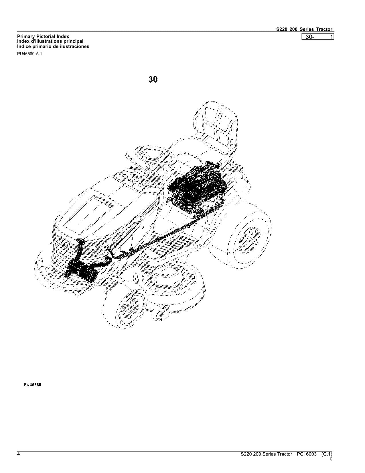 JOHN DEERE S220 TRACTOR PARTS CATALOG MANUAL