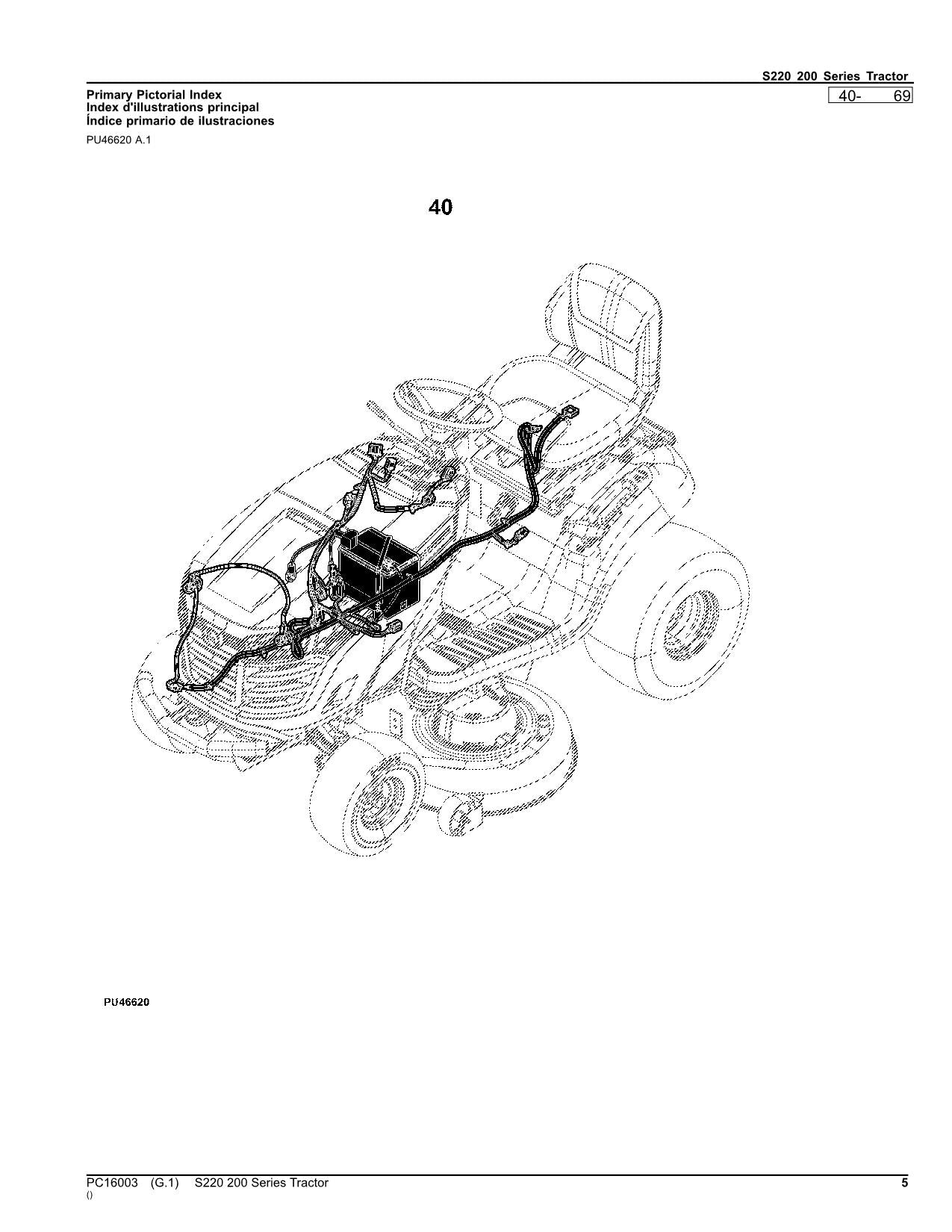 JOHN DEERE S220 TRACTOR PARTS CATALOG MANUAL