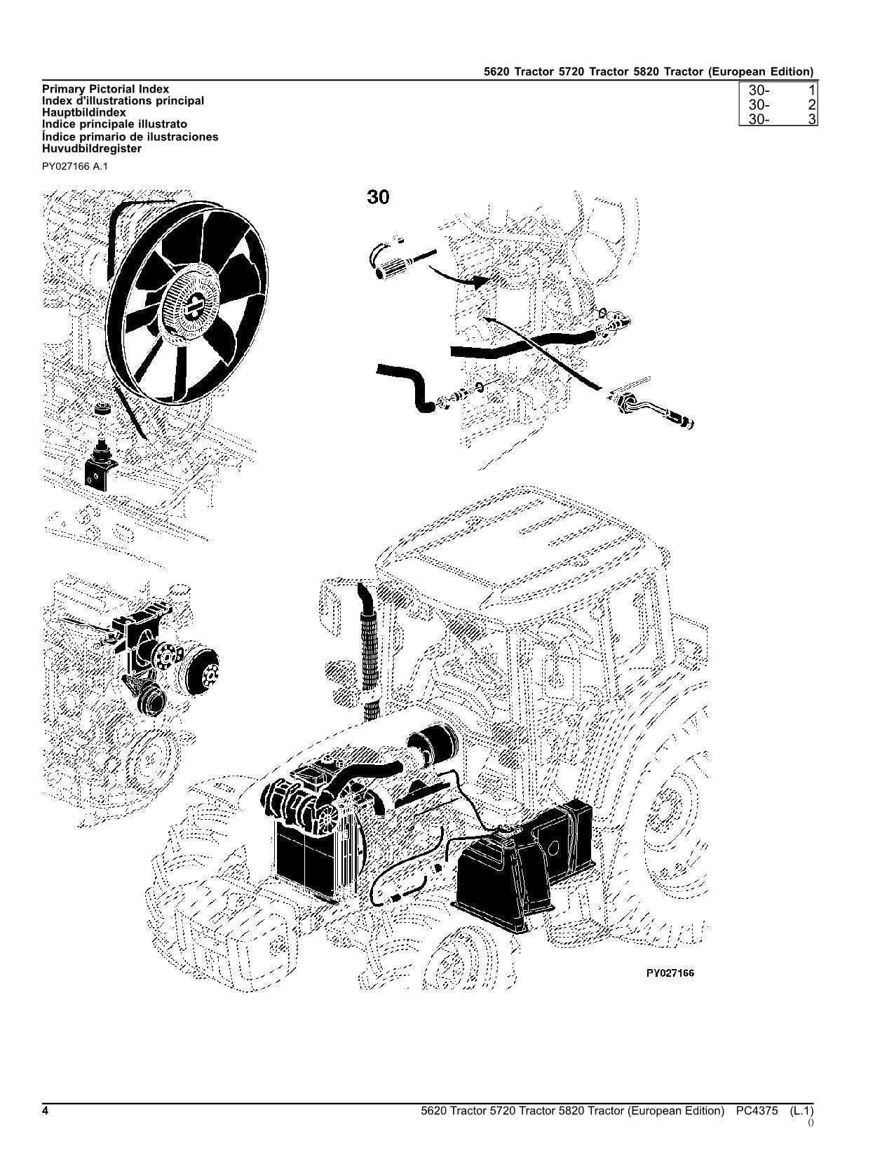 JOHN DEERE 5620 5720 5820 TRACTOR PARTS CATALOG MANUAL