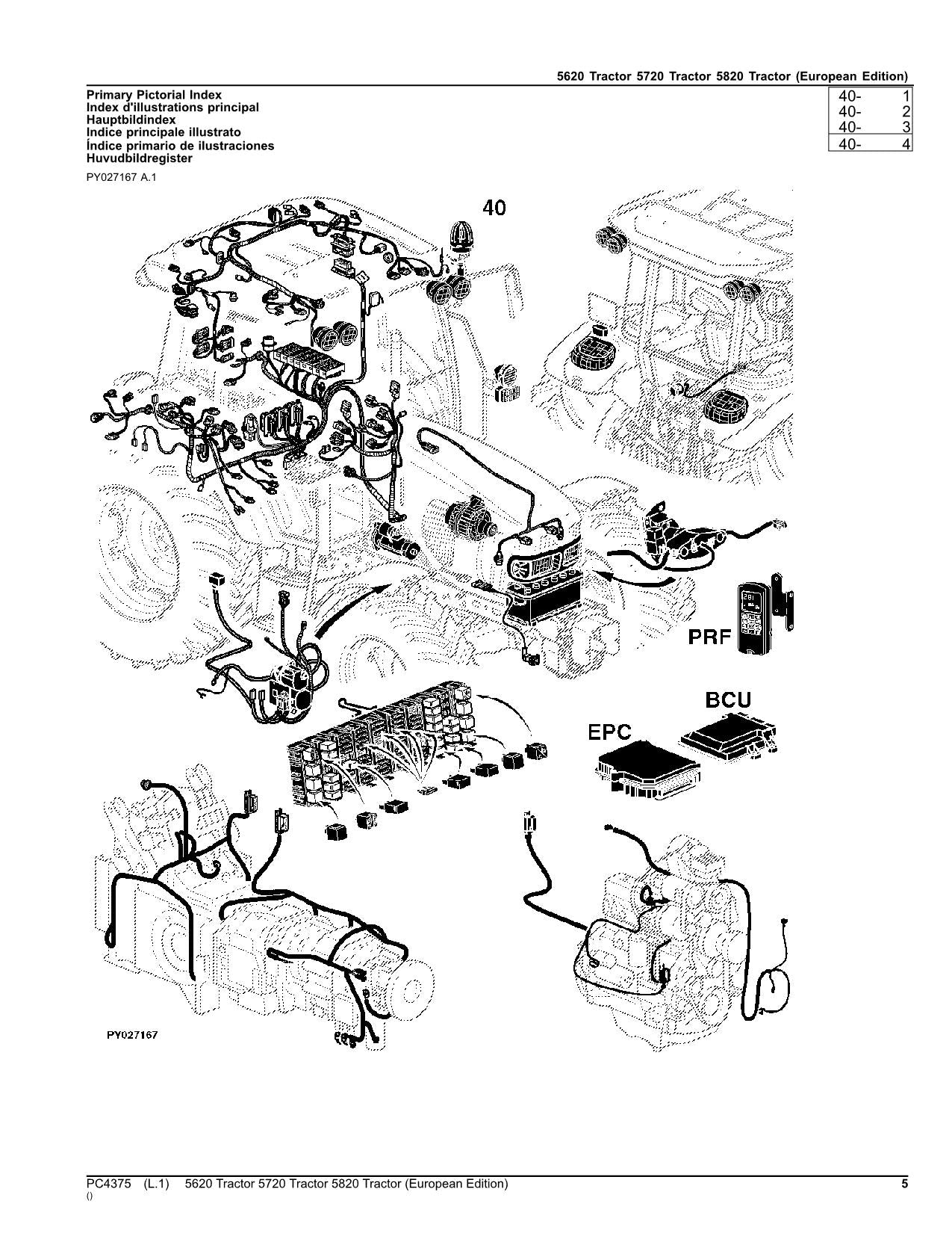 JOHN DEERE 5620 5720 5820 TRACTOR PARTS CATALOG MANUAL