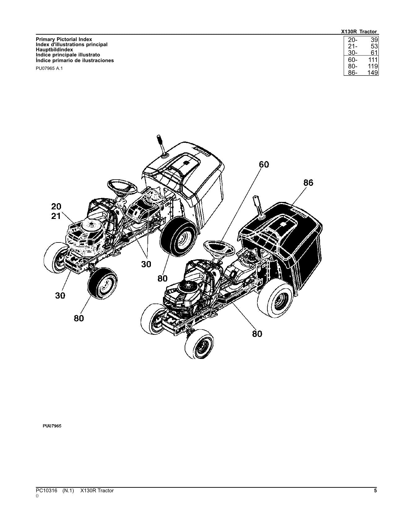 MANUEL DU CATALOGUE DES PIÈCES DU TRACTEUR JOHN DEERE X130R