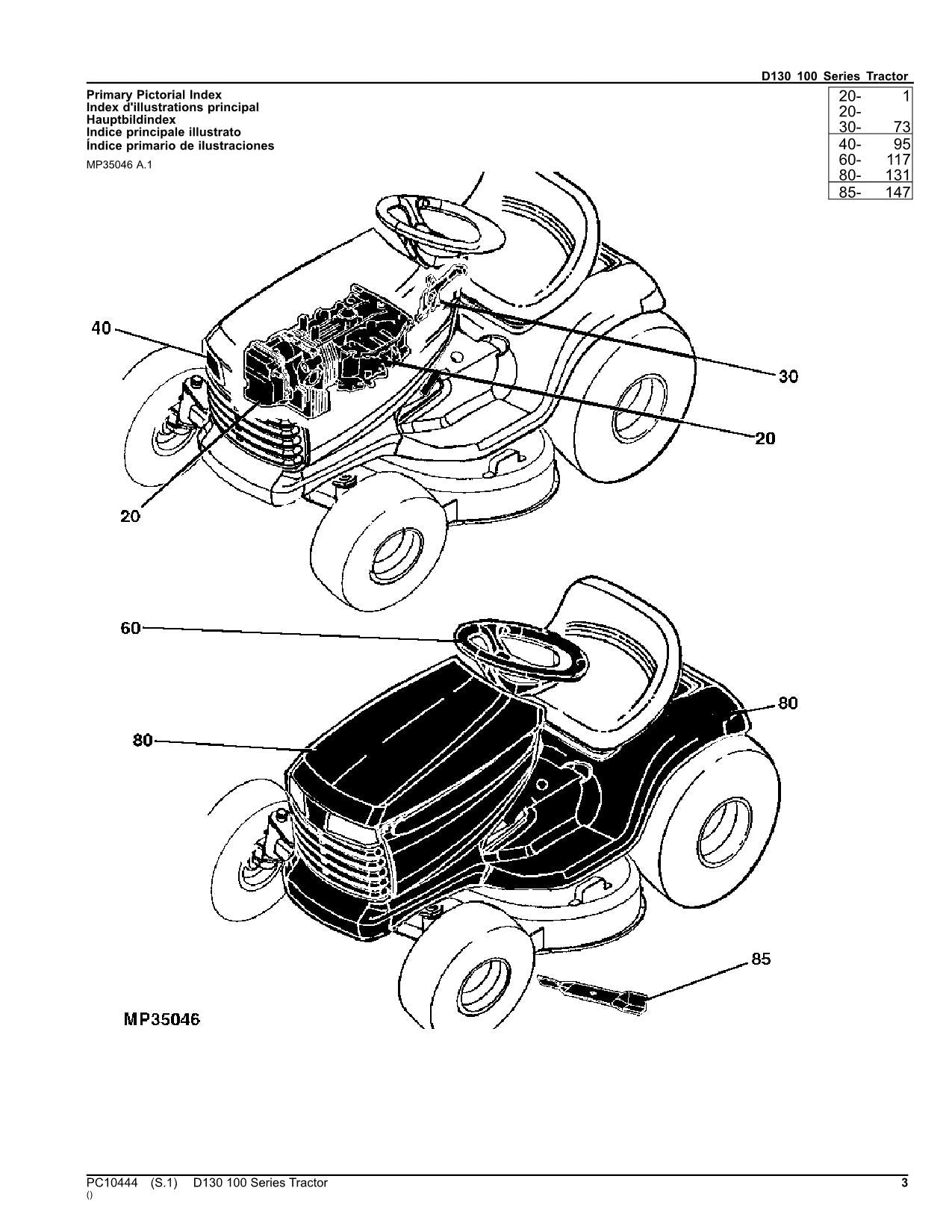 JOHN DEERE D130 TRACTOR PARTS CATALOG MANUAL