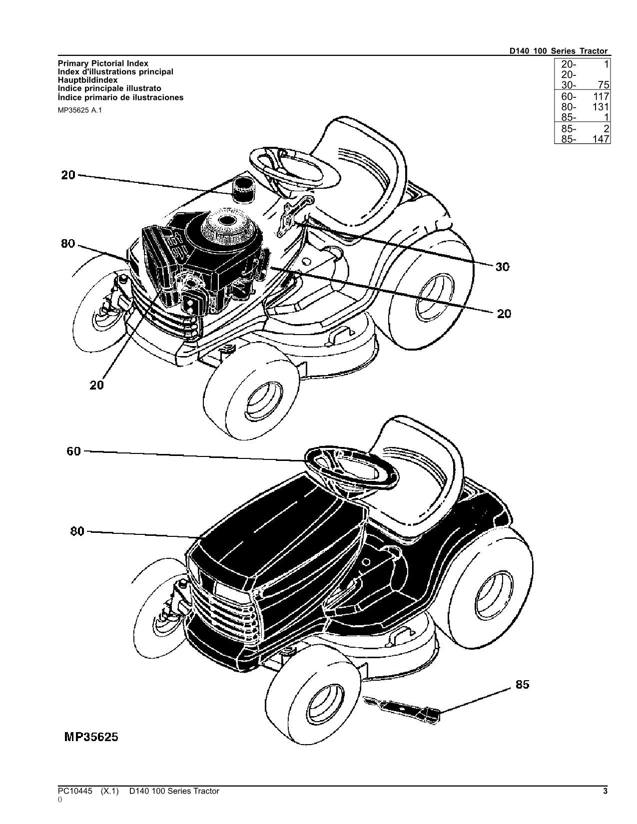 MANUEL DU CATALOGUE DES PIÈCES DU TRACTEUR JOHN DEERE D140