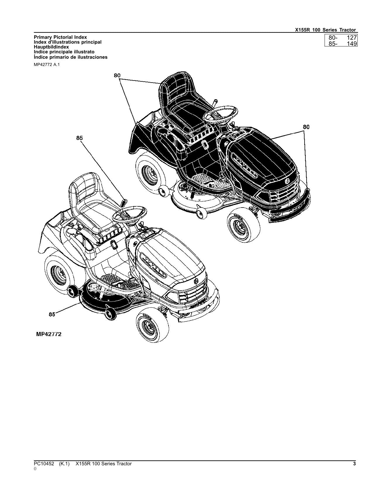 JOHN DEERE X155R TRAKTOR ERSATZTEILKATALOGHANDBUCH