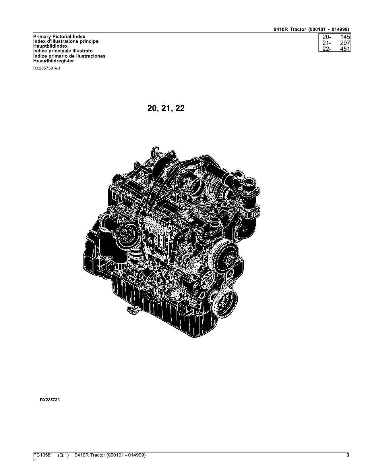 JOHN DEERE 9410R TRACTOR PARTS CATALOG MANUAL