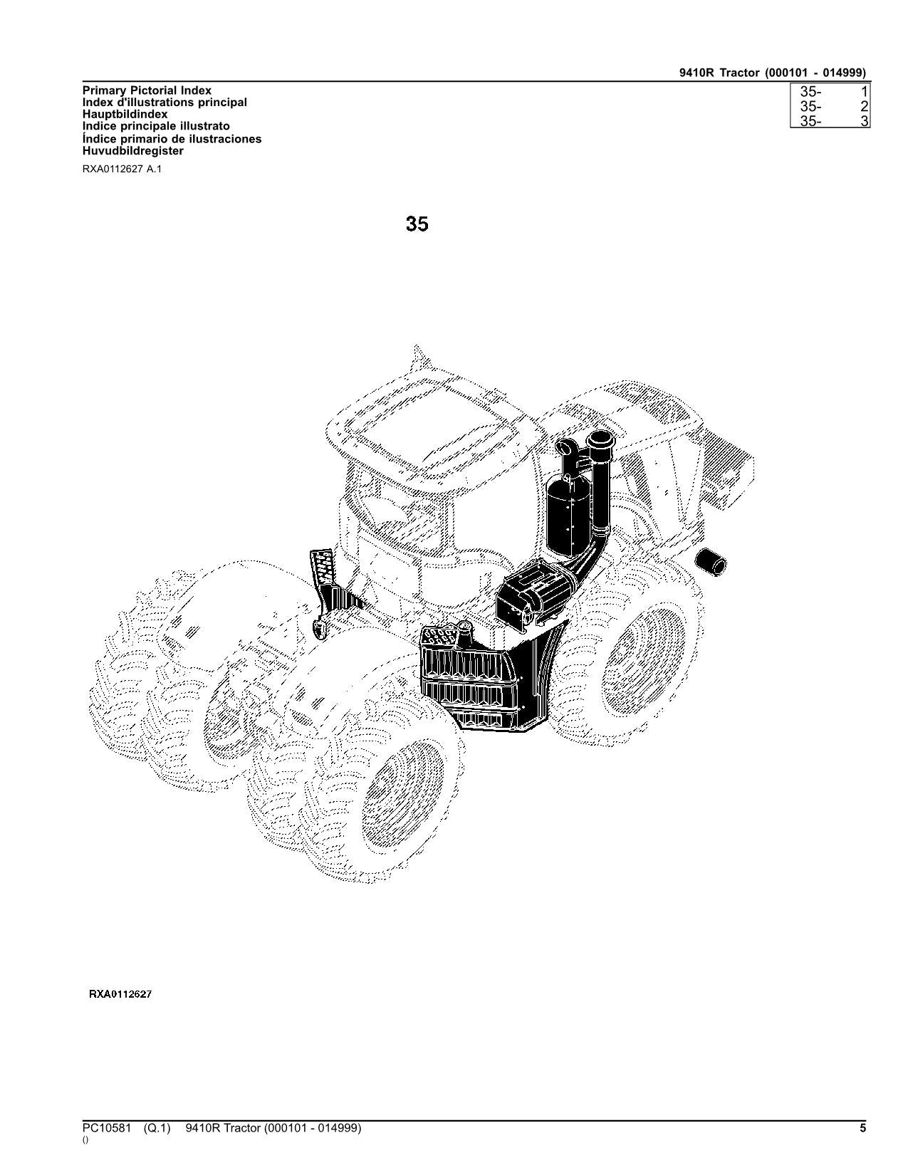 JOHN DEERE 9410R TRACTOR PARTS CATALOG MANUAL