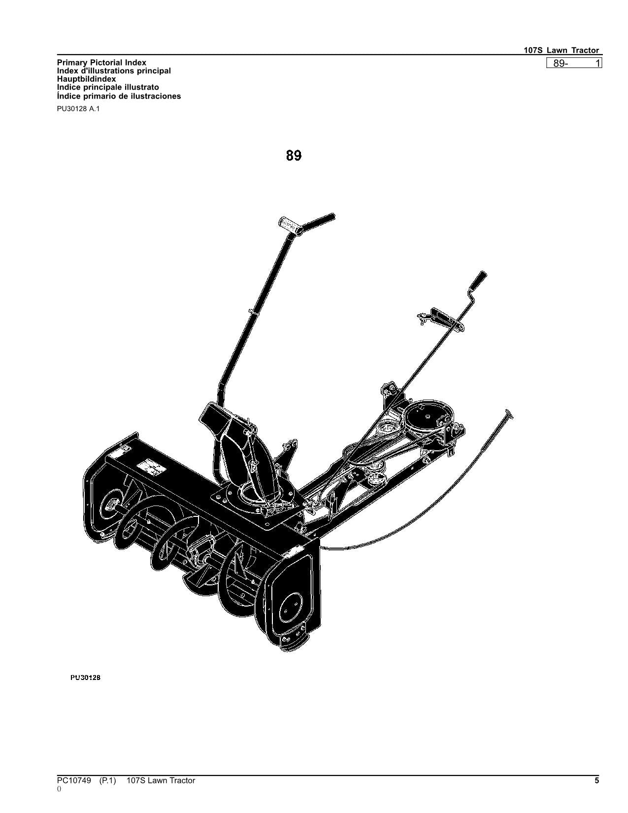 JOHN DEERE 107S TRAKTOR ERSATZTEILKATALOGHANDBUCH