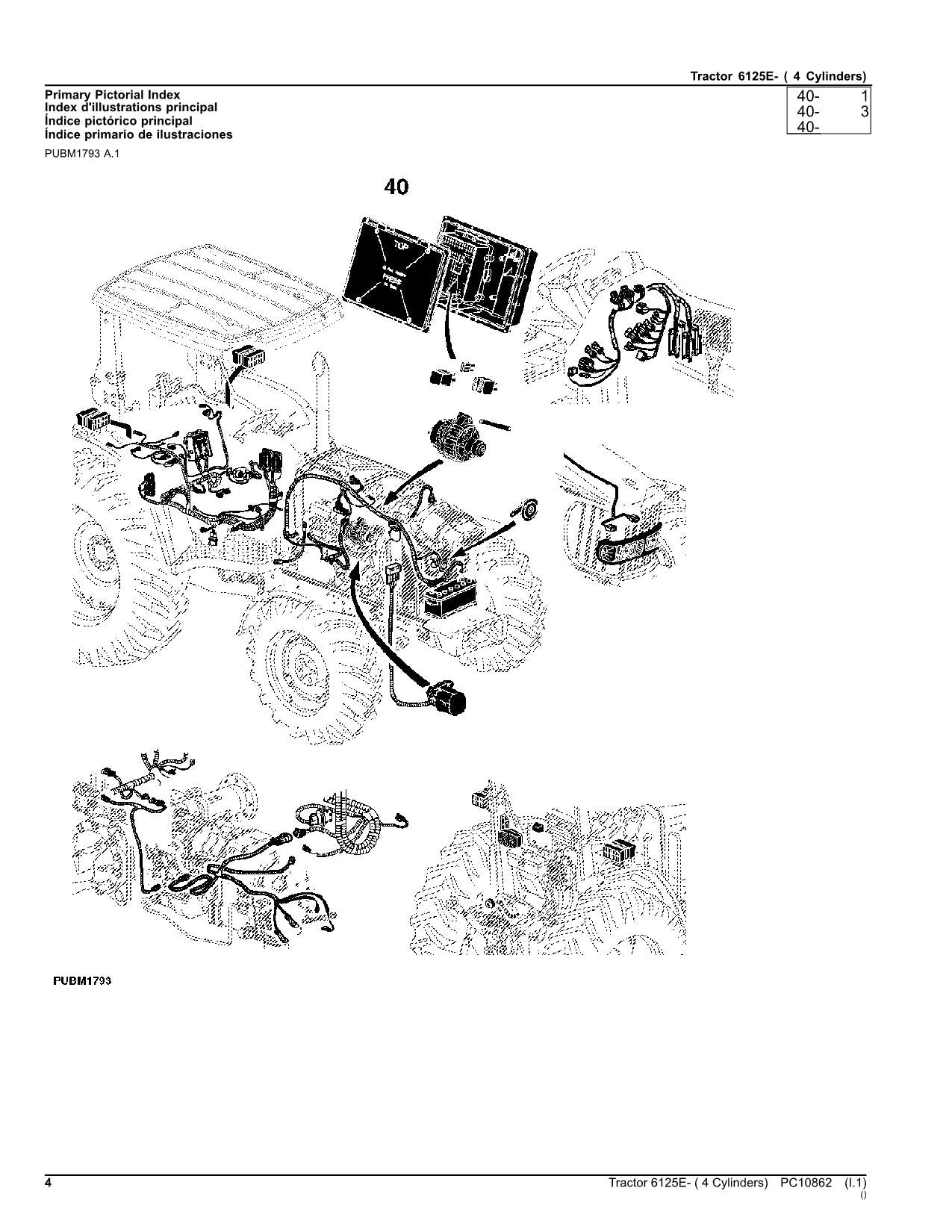 MANUEL DU CATALOGUE DES PIÈCES DU TRACTEUR JOHN DEERE 6125E PC10862