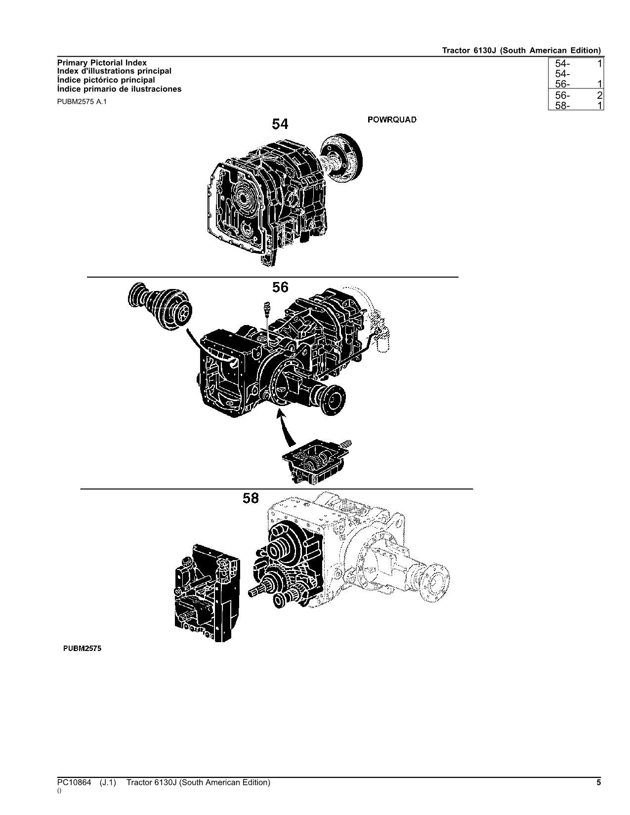 JOHN DEERE 6130J TRACTOR PARTS CATALOG MANUAL