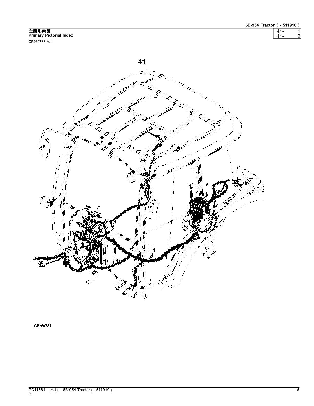 JOHN DEERE 6B-954 TRAKTOR-TEILEKATALOGHANDBUCH