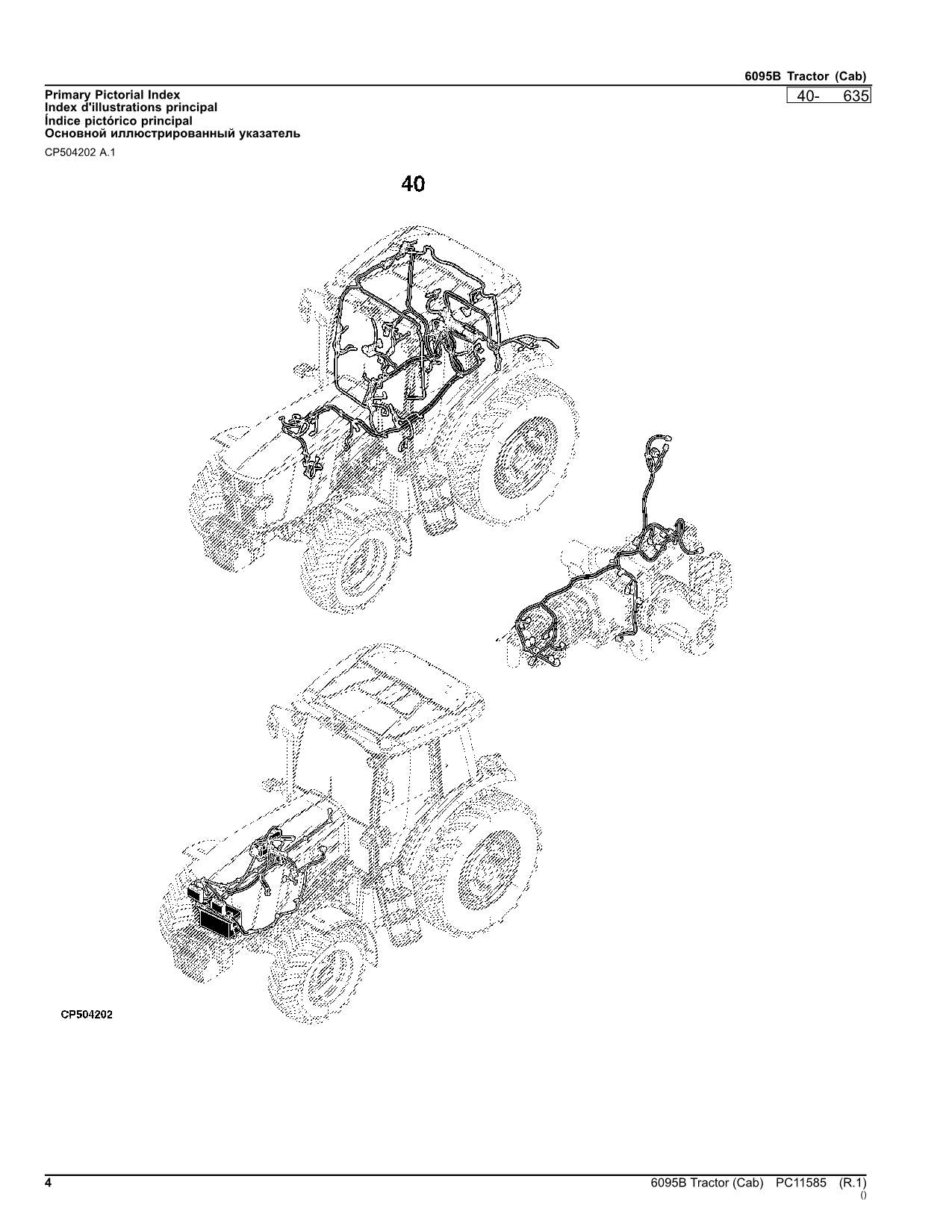 JOHN DEERE 6095B TRACTOR PARTS CATALOG MANUAL PC11585