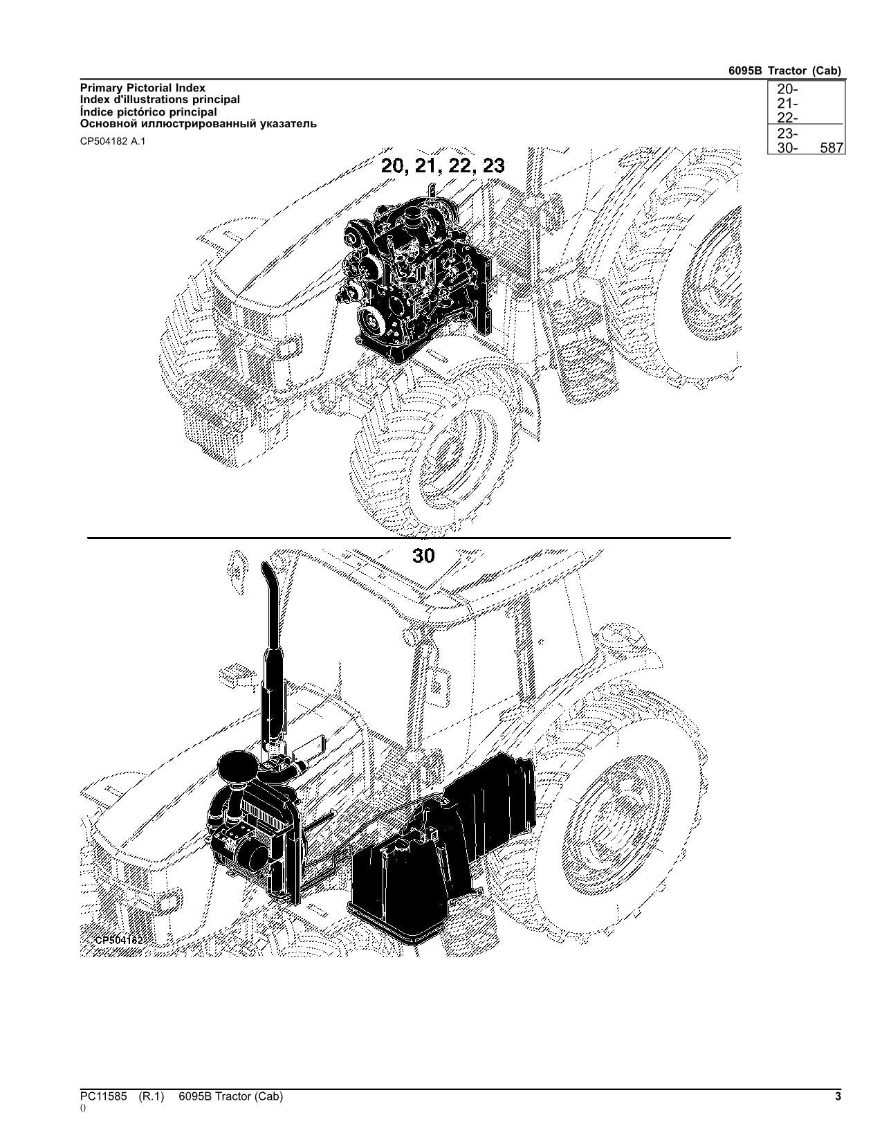 JOHN DEERE 6095B TRACTOR PARTS CATALOG MANUAL PC11585