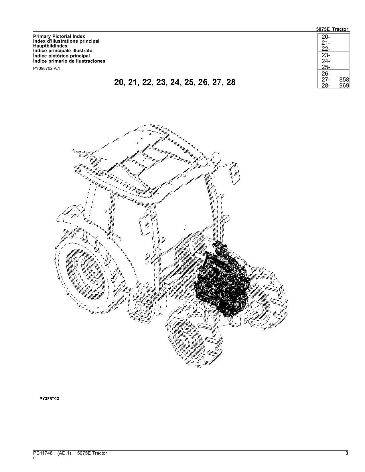 MANUEL DU CATALOGUE DES PIÈCES DU TRACTEUR JOHN DEERE 5075E EUROPÉEN PC11748