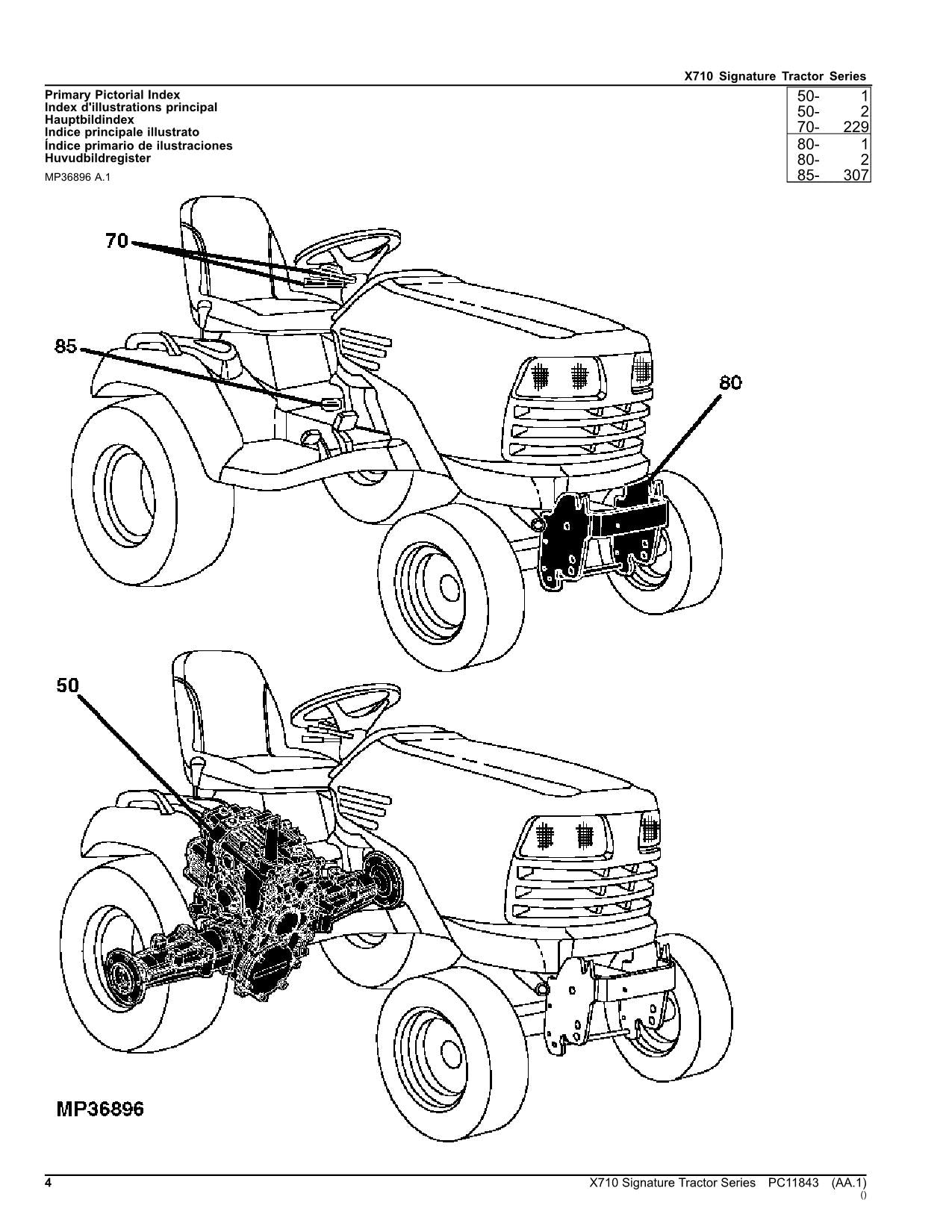 JOHN DEERE X710 TRACTOR PARTS CATALOG MANUAL