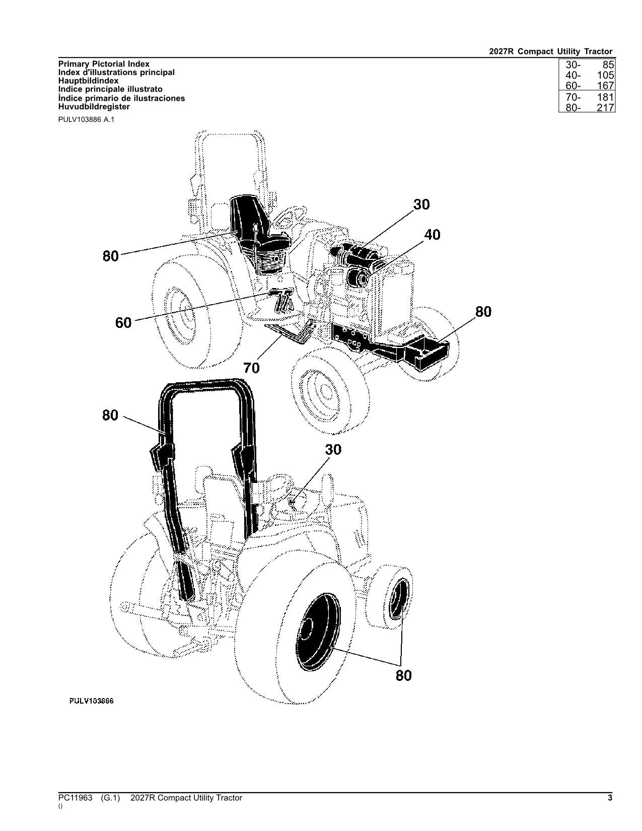 JOHN DEERE 2027R TRACTOR PARTS CATALOG MANUAL