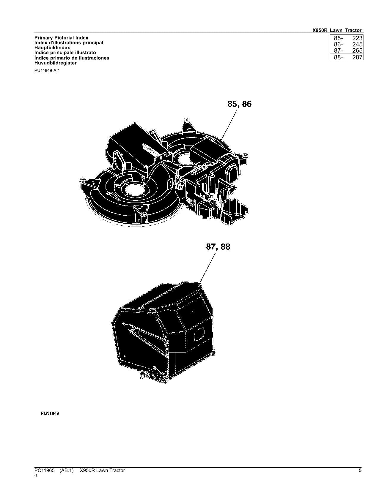 JOHN DEERE X950R TRACTOR PARTS CATALOG MANUAL