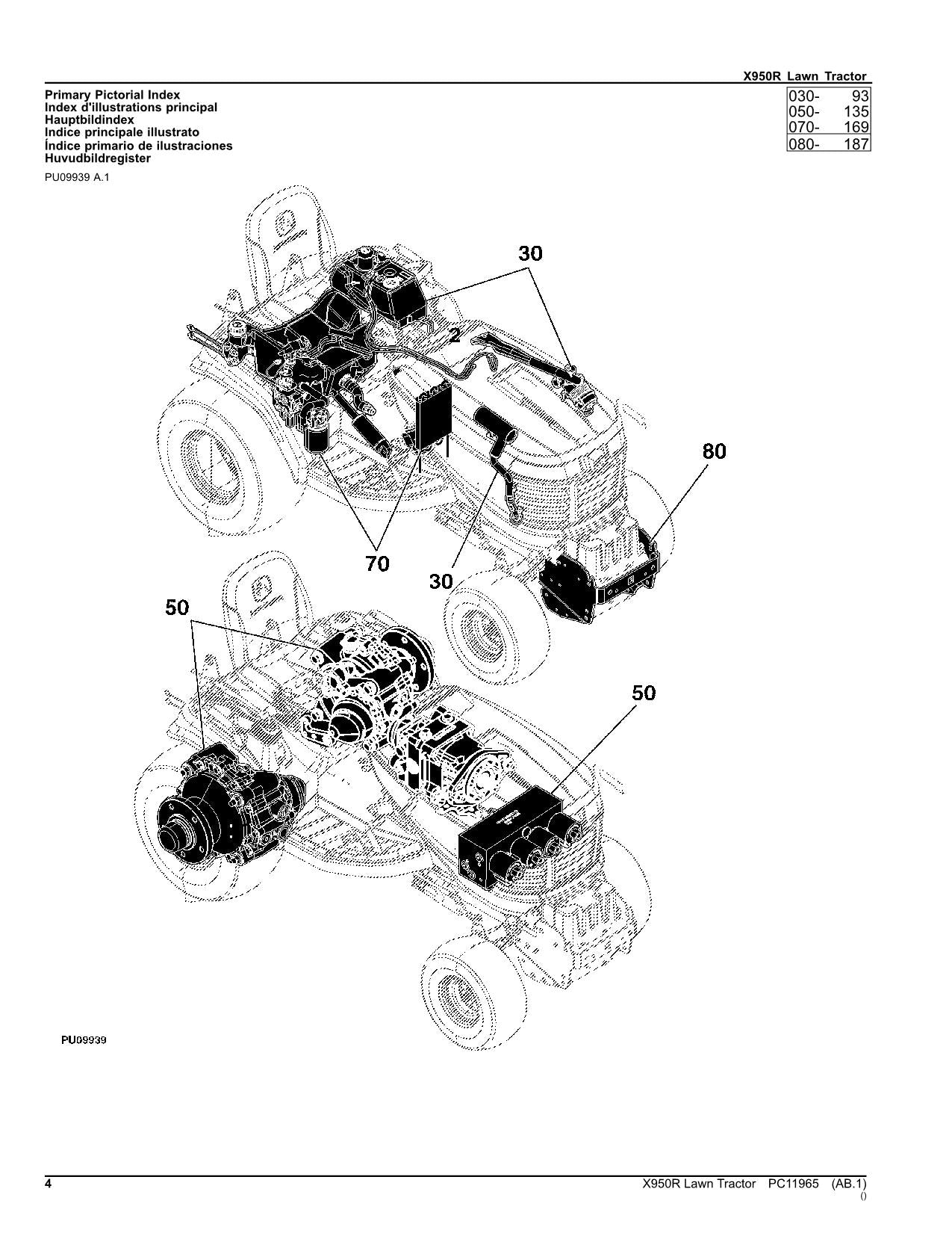 JOHN DEERE X950R TRAKTOR ERSATZTEILKATALOGHANDBUCH