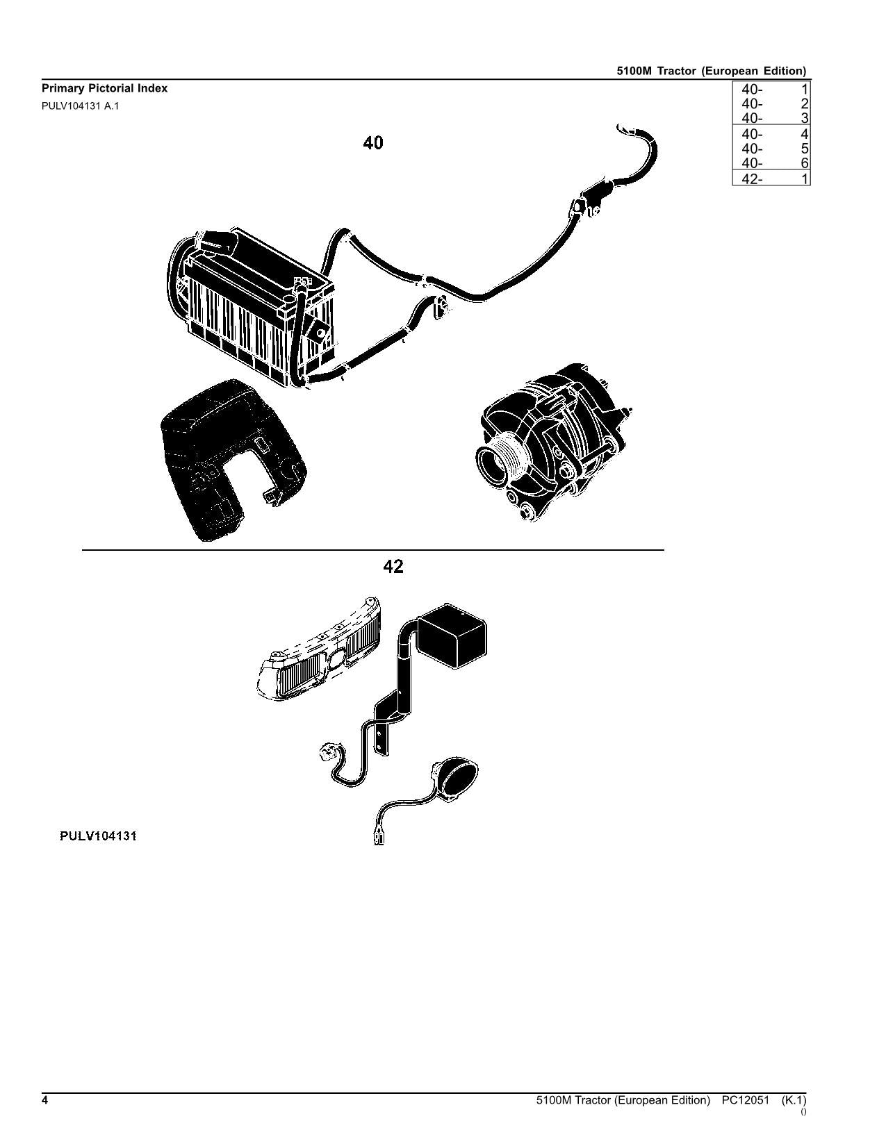 MANUEL DU CATALOGUE DES PIÈCES DU TRACTEUR JOHN DEERE 5100M PC12051