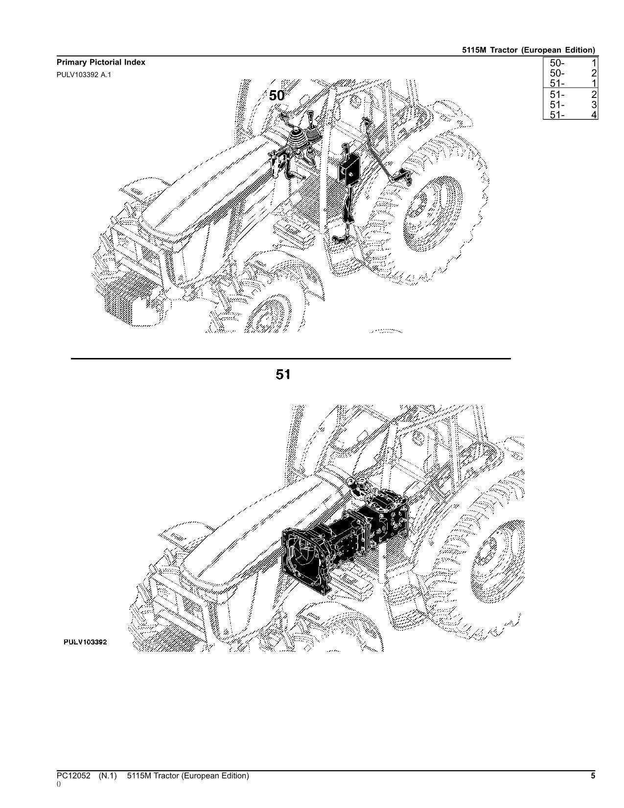 JOHN DEERE 5115M OOS Cab TRAKTOR ERSATZTEILKATALOGHANDBUCH