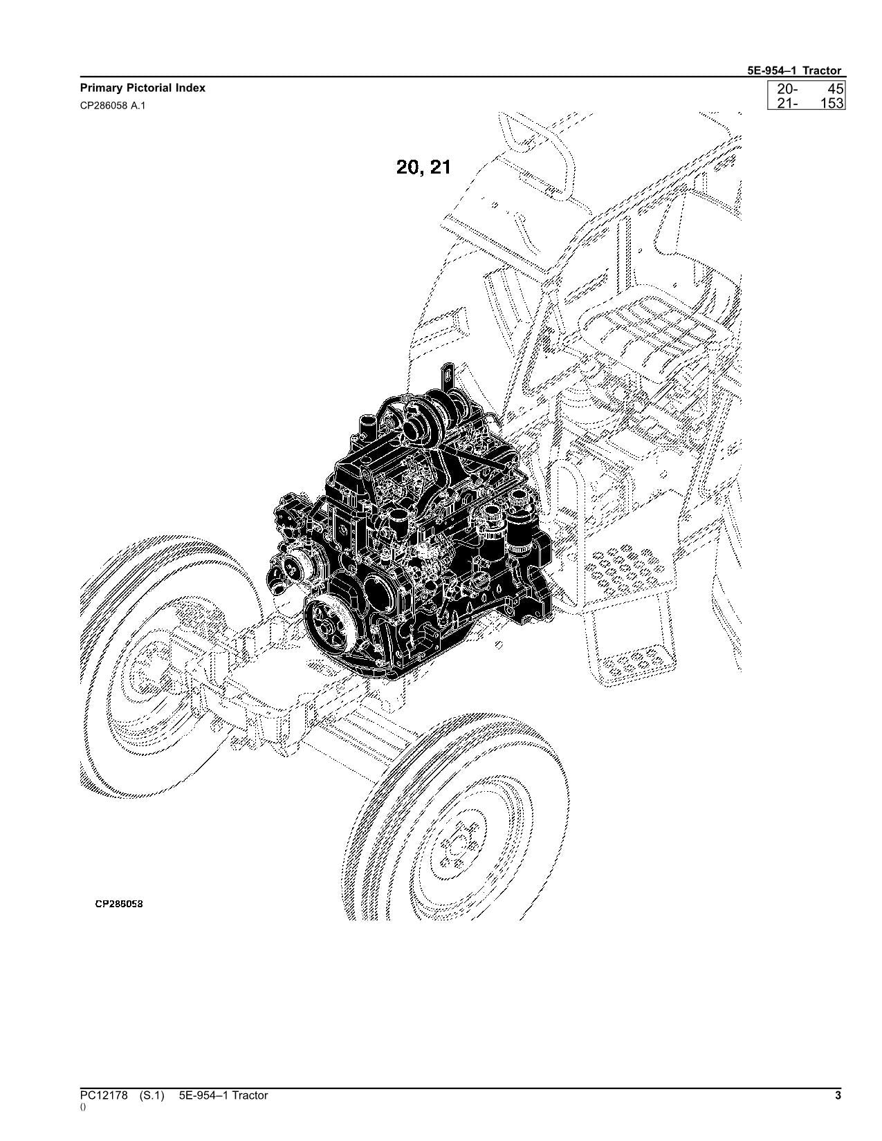 JOHN DEERE 5E-954-1 TRACTOR PARTS CATALOG MANUAL