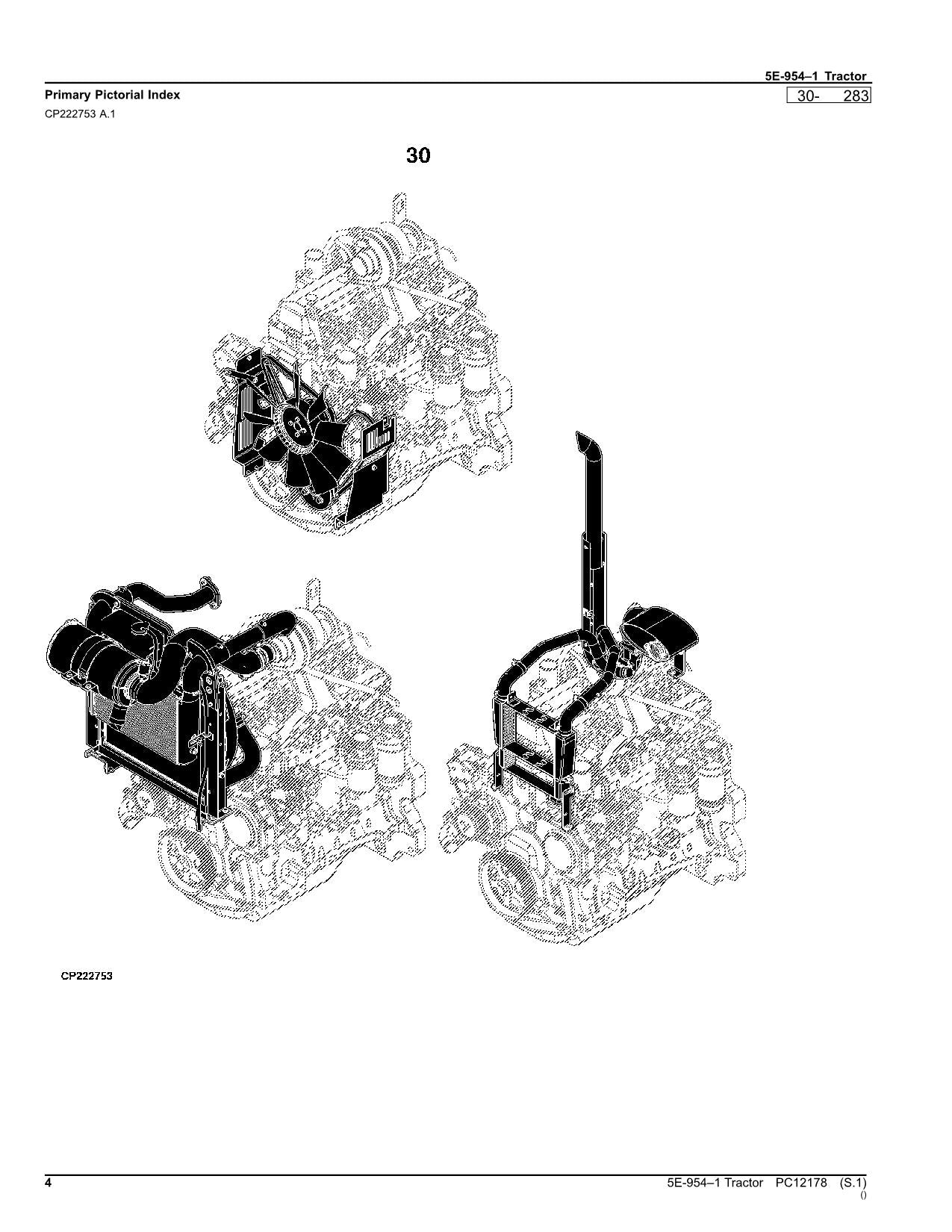 JOHN DEERE 5E-954-1 TRACTOR PARTS CATALOG MANUAL