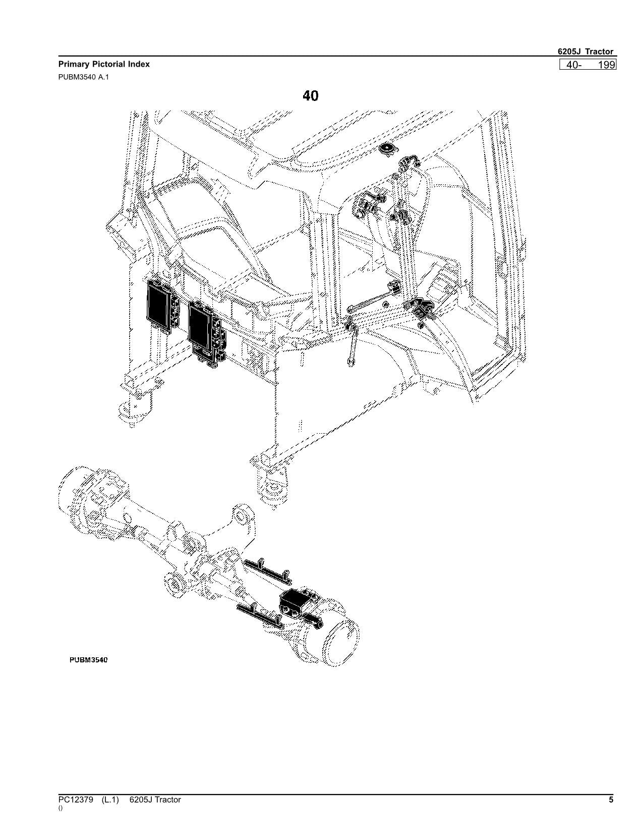 JOHN DEERE 6205J TRACTOR PARTS CATALOG MANUAL