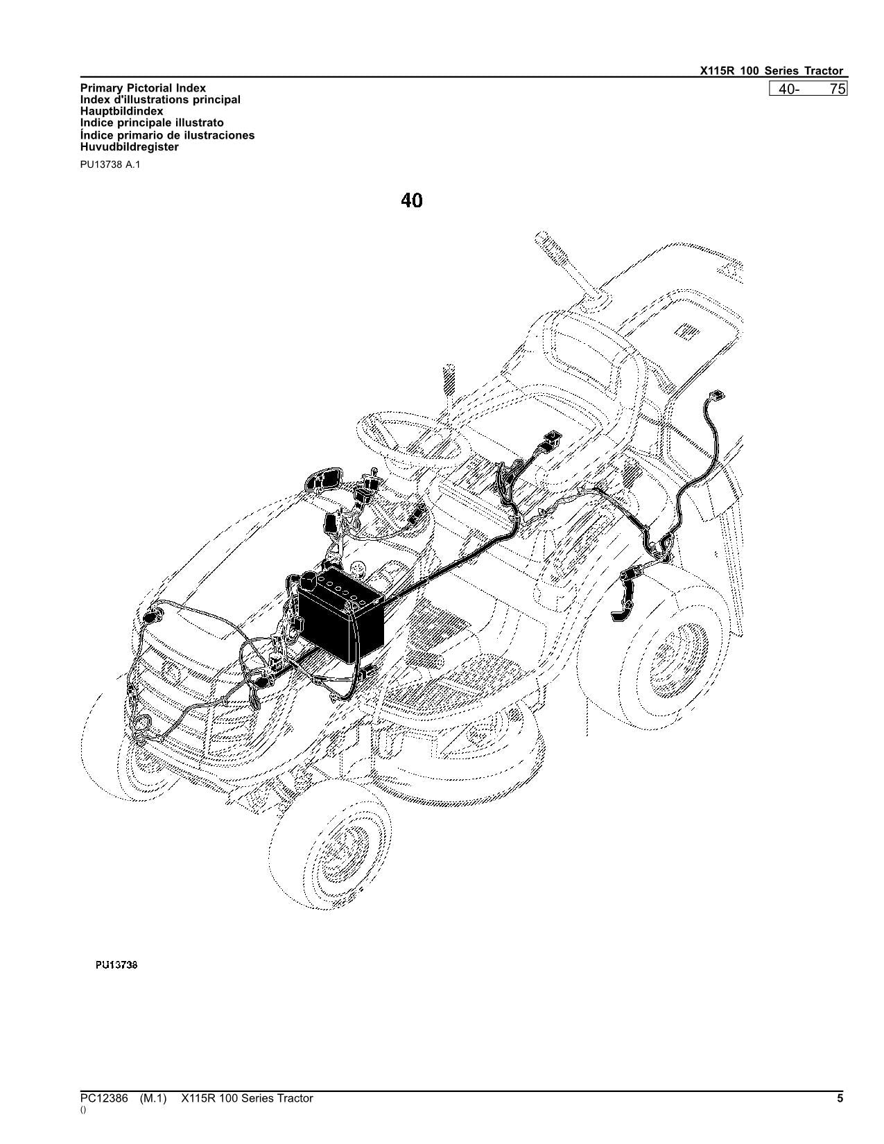 JOHN DEERE X115R TRACTOR PARTS CATALOG MANUAL