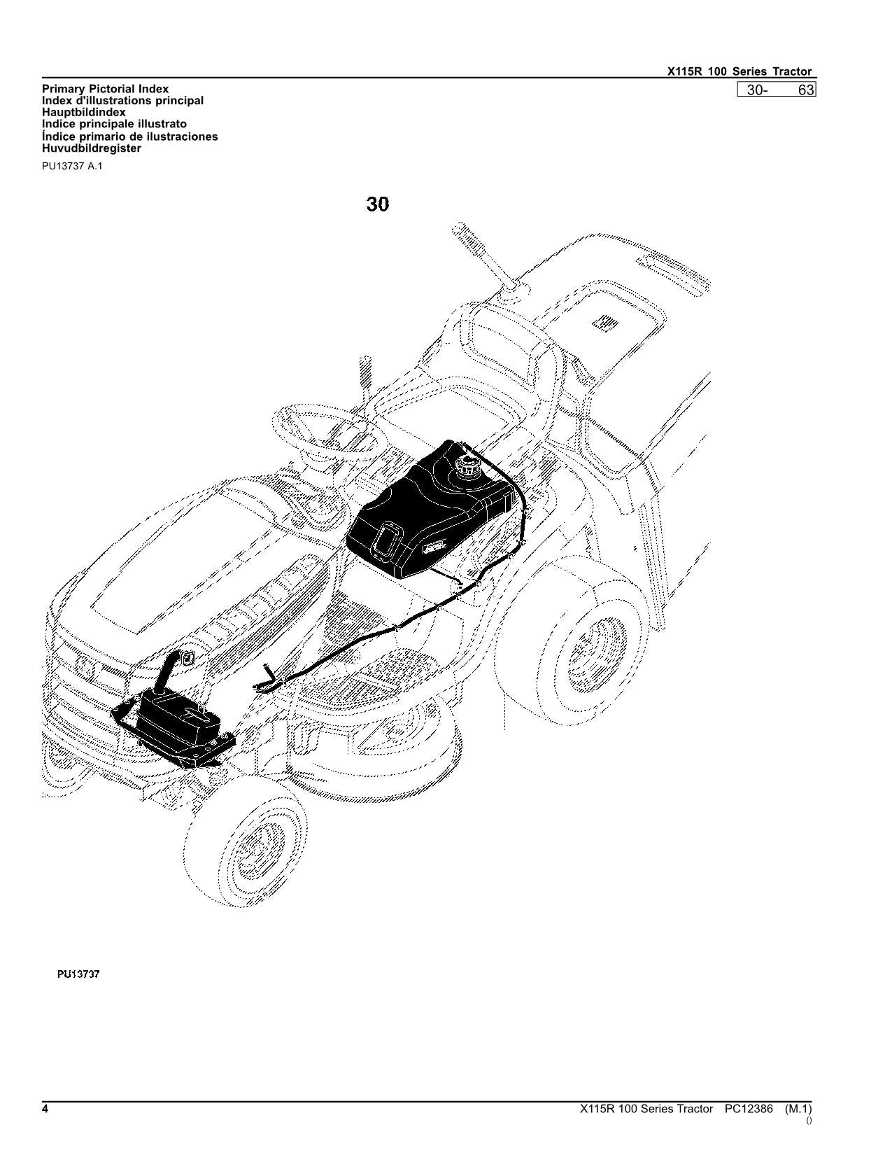 JOHN DEERE X115R TRACTOR PARTS CATALOG MANUAL