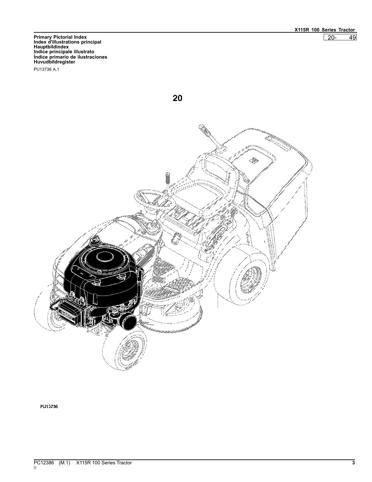 JOHN DEERE X115R TRACTOR PARTS CATALOG MANUAL