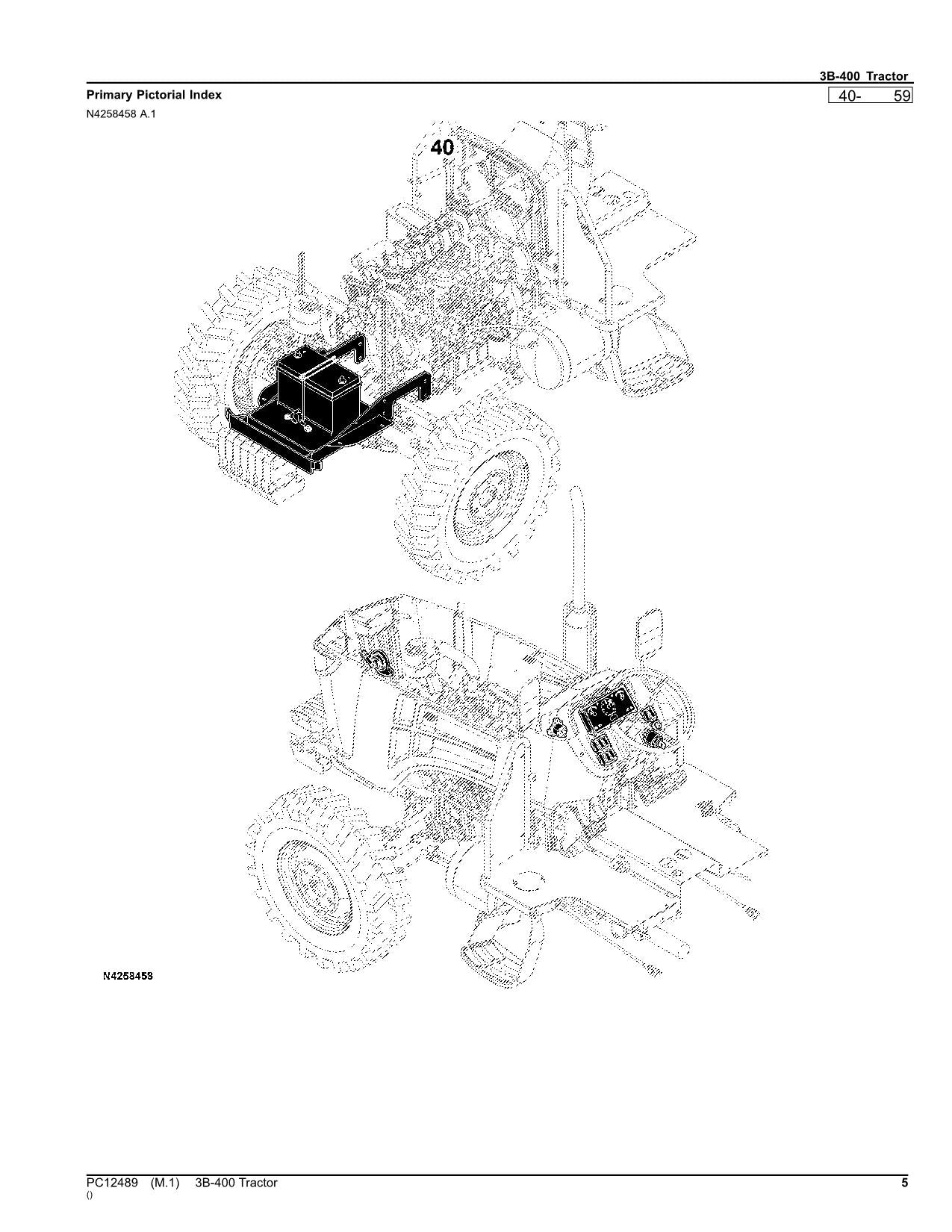 JOHN DEERE 3B-400 TRACTOR PARTS CATALOG MANUAL