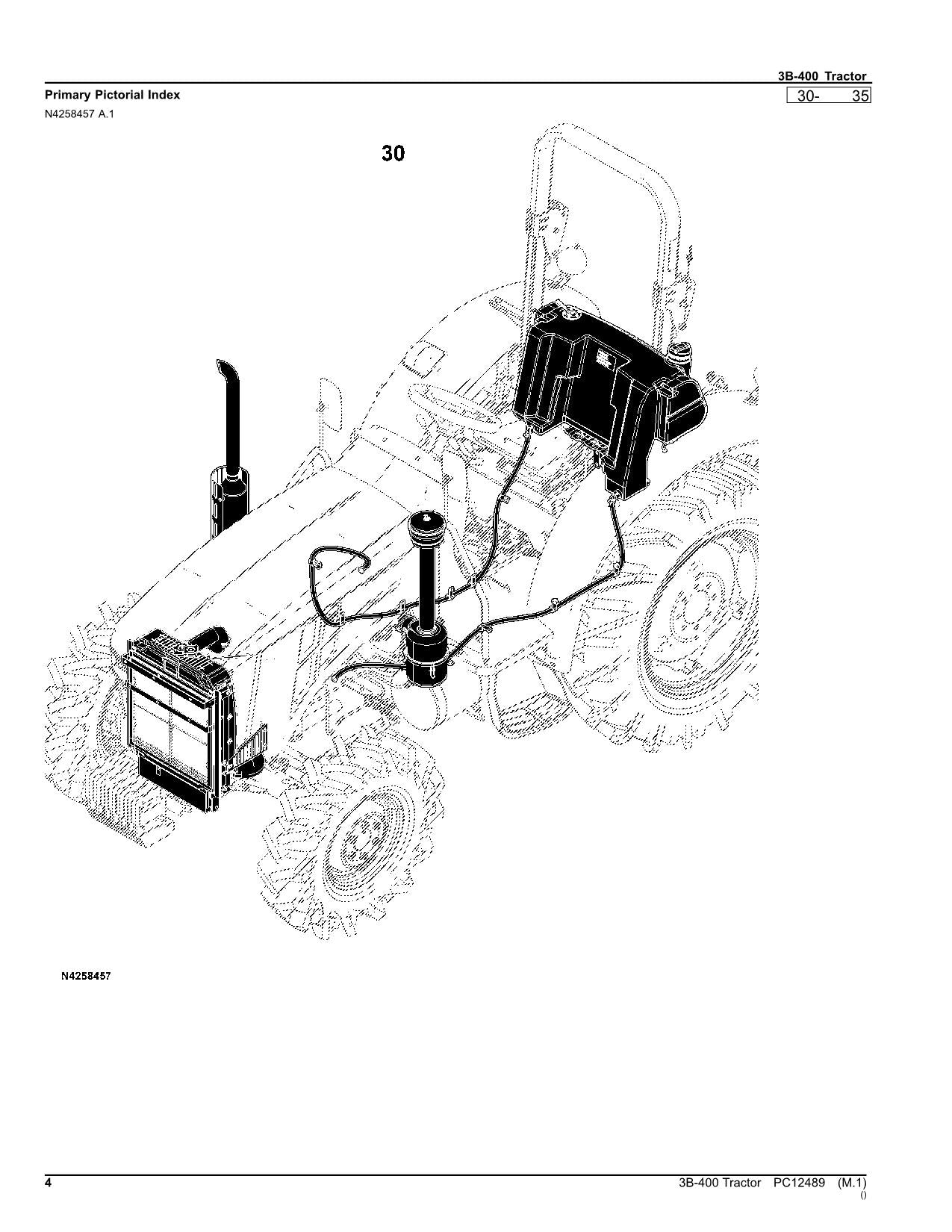 JOHN DEERE 3B-400 TRAKTOR-TEILEKATALOGHANDBUCH