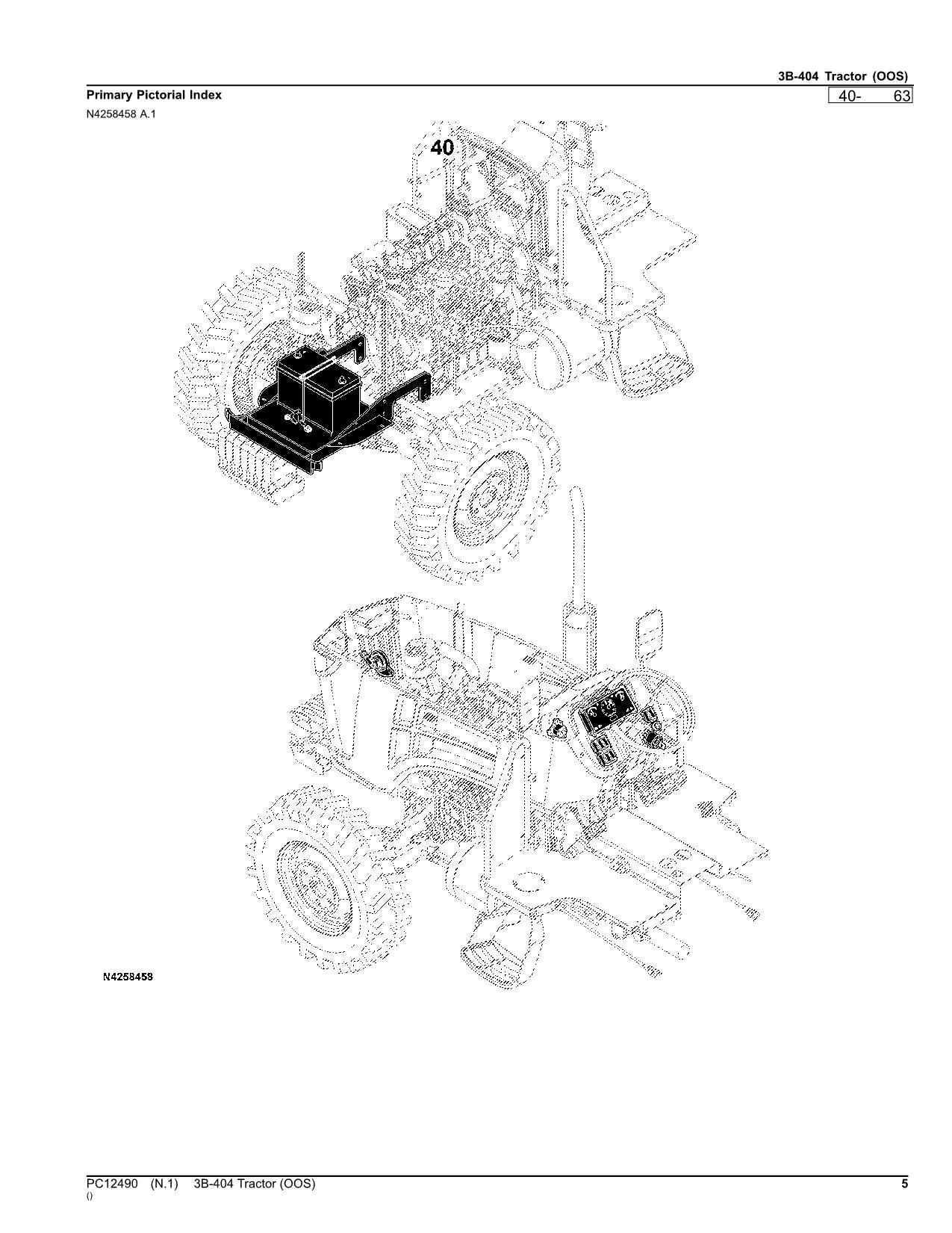 MANUEL DU CATALOGUE DES PIÈCES DU TRACTEUR JOHN DEERE 3B-404 PC12490