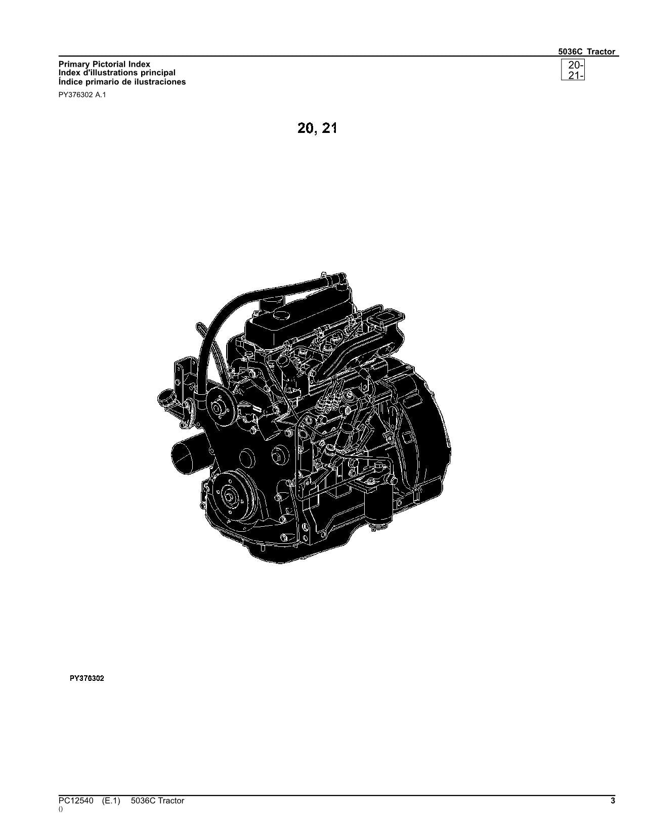 JOHN DEERE 5036C TRAKTOR ERSATZTEILKATALOGHANDBUCH PC12540