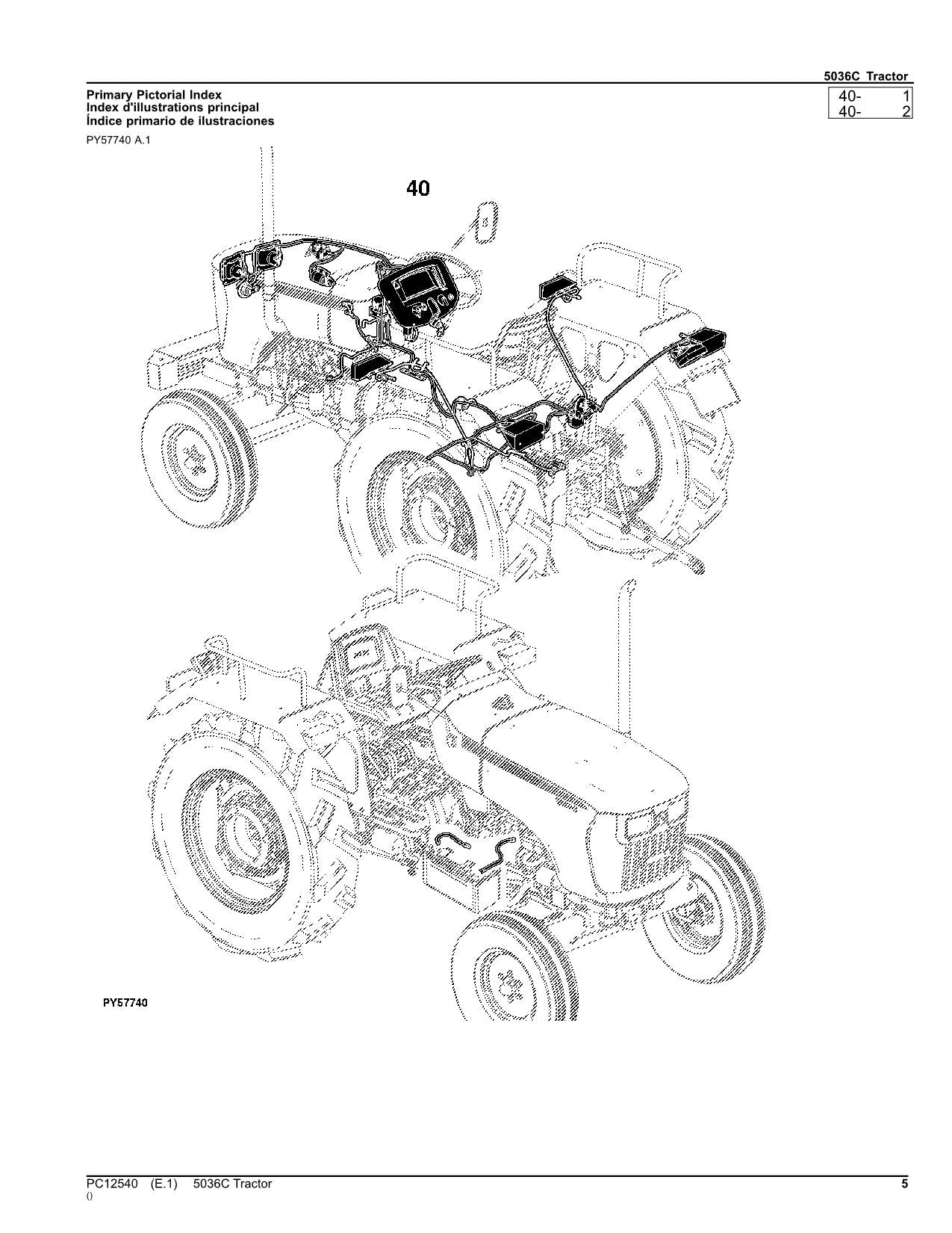 JOHN DEERE 5036C TRAKTOR ERSATZTEILKATALOGHANDBUCH PC12540